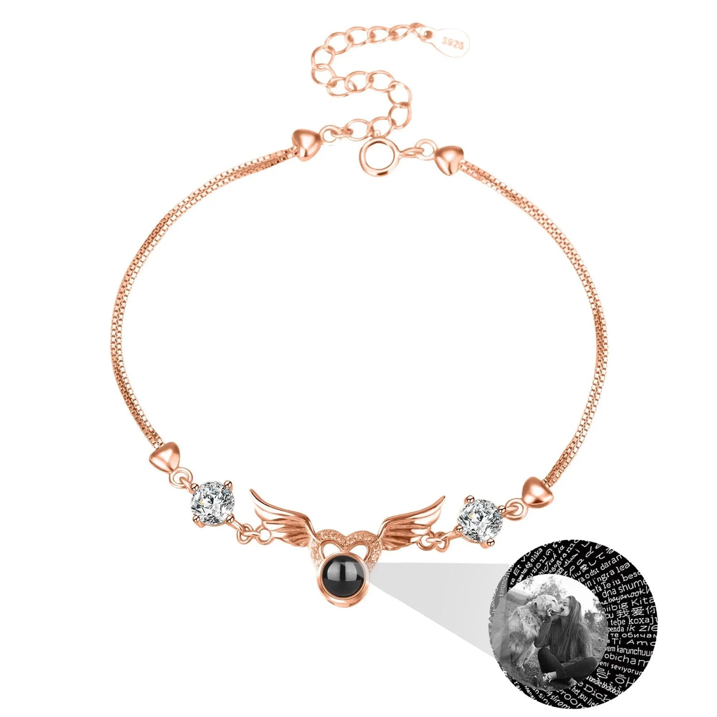 Personalized Photo name Projection Bracelet for Angle Wing Memory Bracelets - Blade & Thread