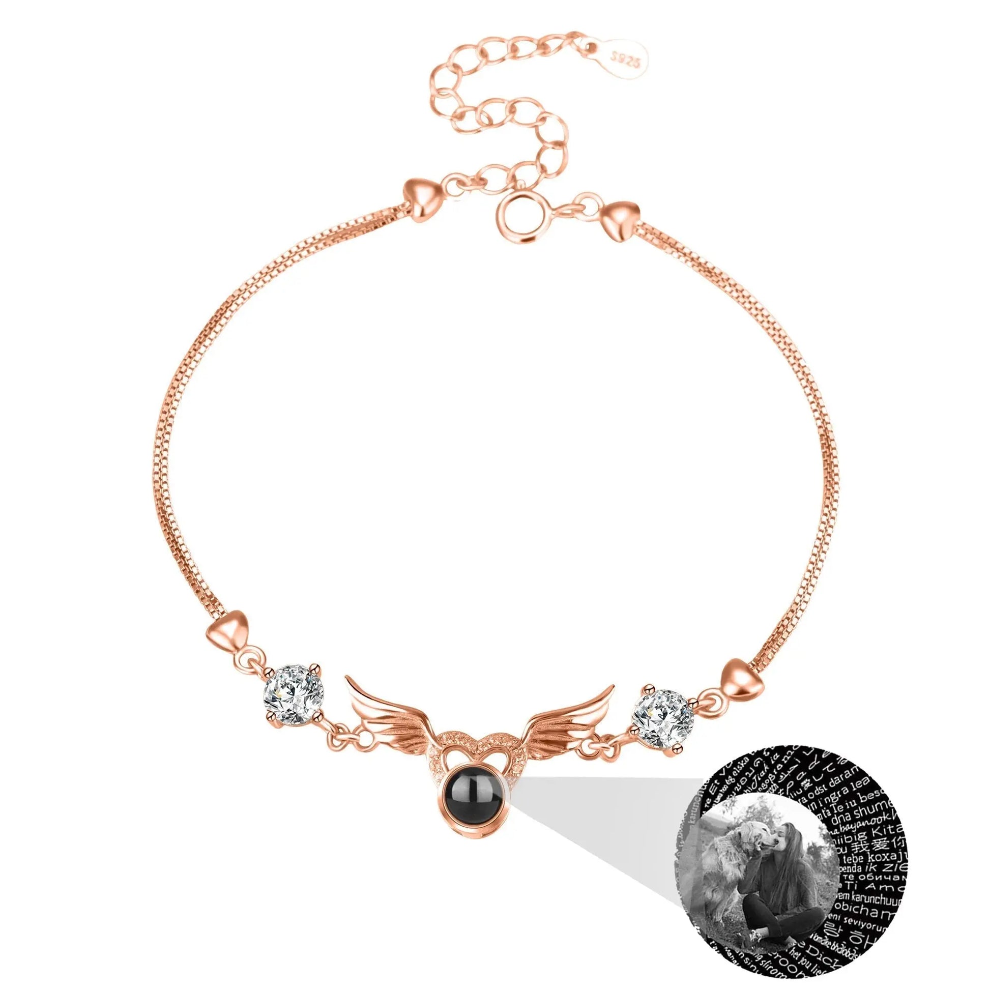 Personalized Photo name Projection Bracelet for Angle Wing Memory Bracelets - Blade & Thread