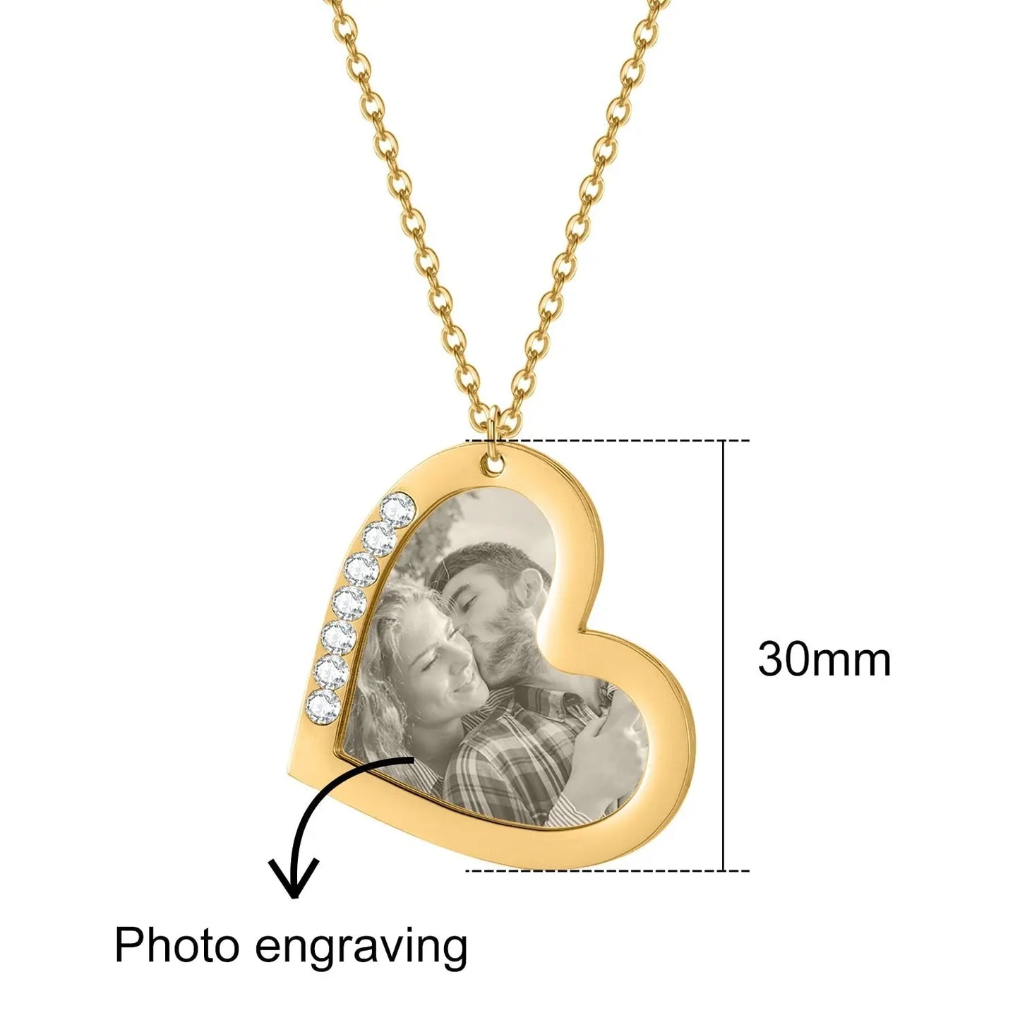 Personalized Photo Necklace For Family Gift Lover Diamond Pendant Engrave Name Necklace - Blade & Thread