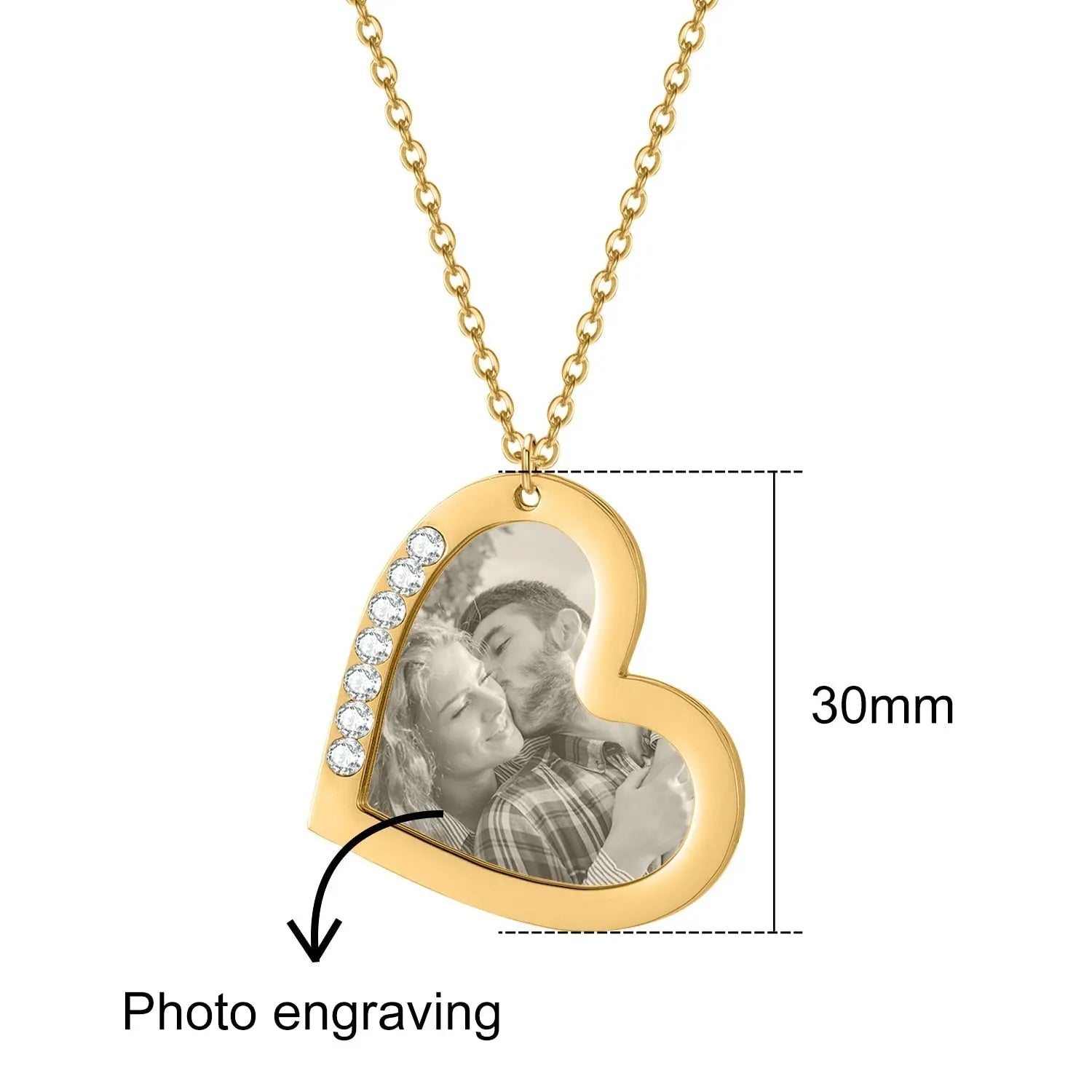 Personalized Photo Necklace For Family Gift Lover Diamond Pendant Engrave Name Necklace - Blade & Thread