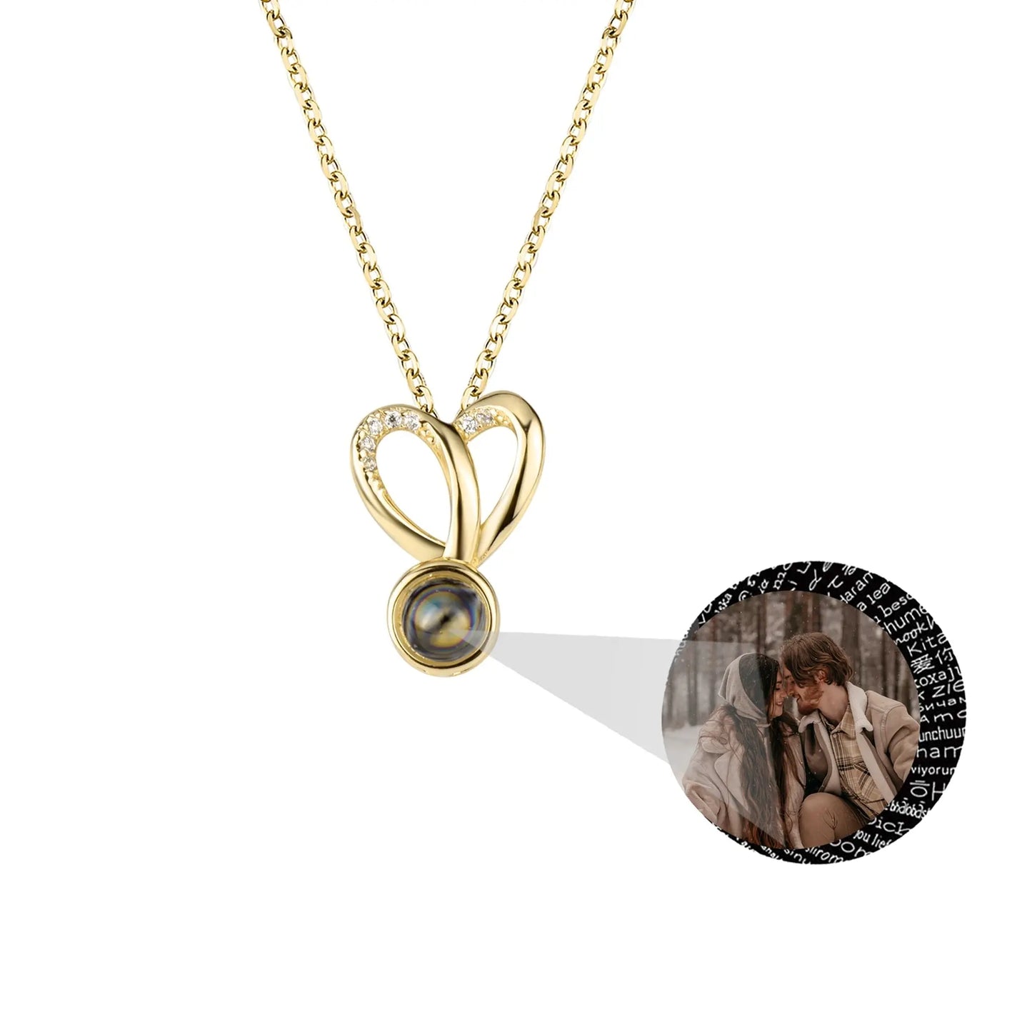 Personalized Photo Projection Necklace Sweet Crystal Rabbit Ears Pendant Necklaces - Blade & Thread