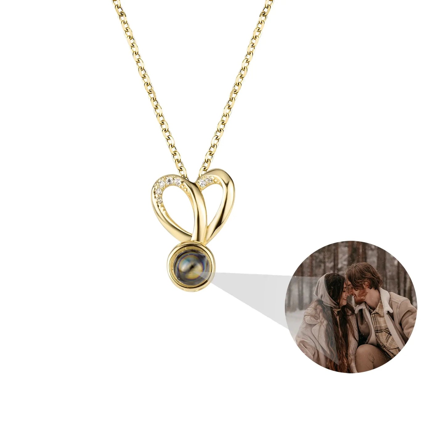 Personalized Photo Projection Necklace Sweet Crystal Rabbit Ears Pendant Necklaces - Blade & Thread