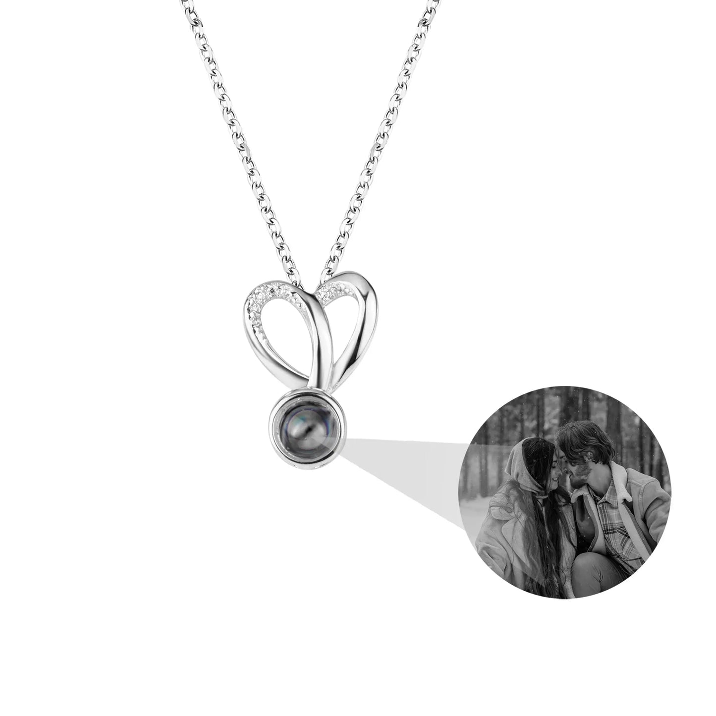 Personalized Photo Projection Necklace Sweet Crystal Rabbit Ears Pendant Necklaces - Blade & Thread