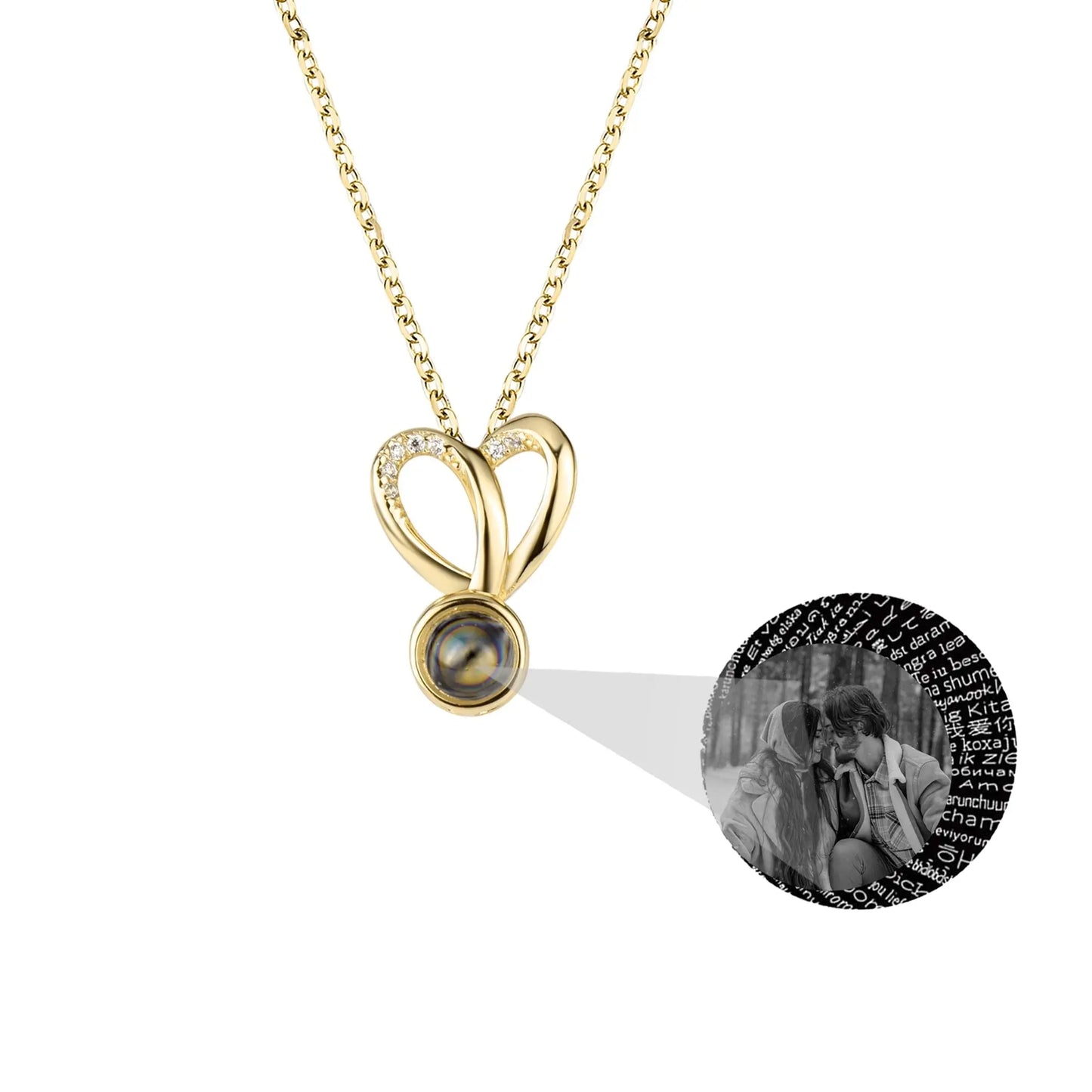 Personalized Photo Projection Necklace Sweet Crystal Rabbit Ears Pendant Necklaces - Blade & Thread