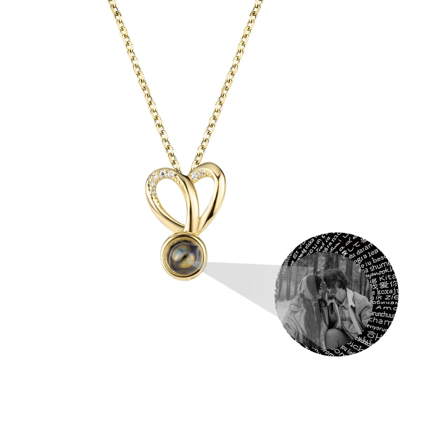 Personalized Photo Projection Necklace Sweet Crystal Rabbit Ears Pendant Necklaces - Blade & Thread