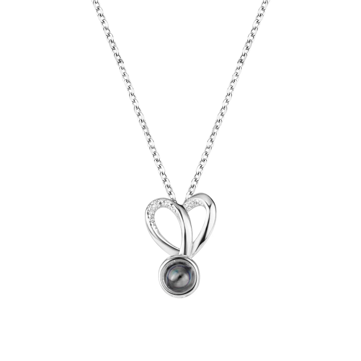 Personalized Photo Projection Necklace Sweet Crystal Rabbit Ears Pendant Necklaces - Blade & Thread