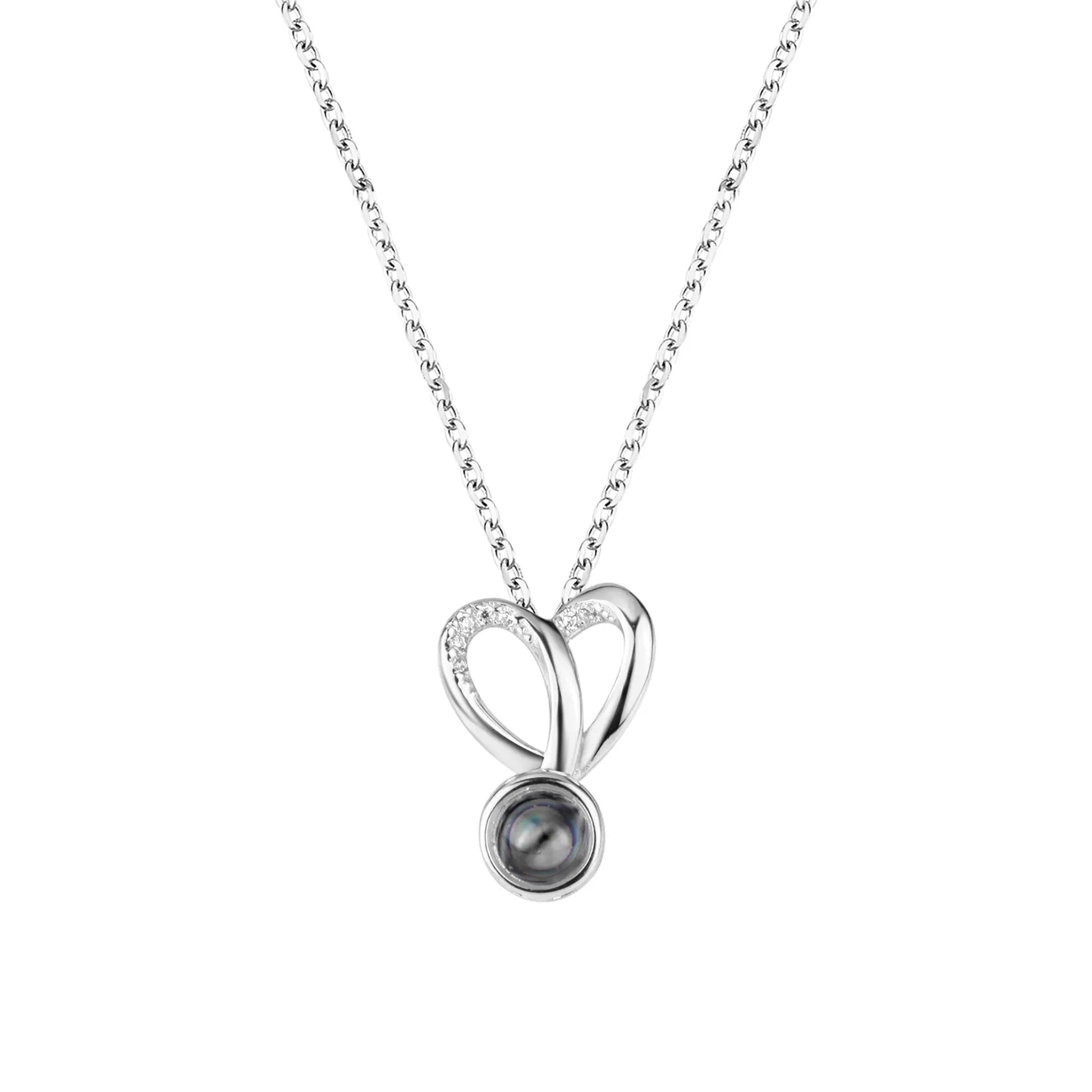 Personalized Photo Projection Necklace Sweet Crystal Rabbit Ears Pendant Necklaces - Blade & Thread