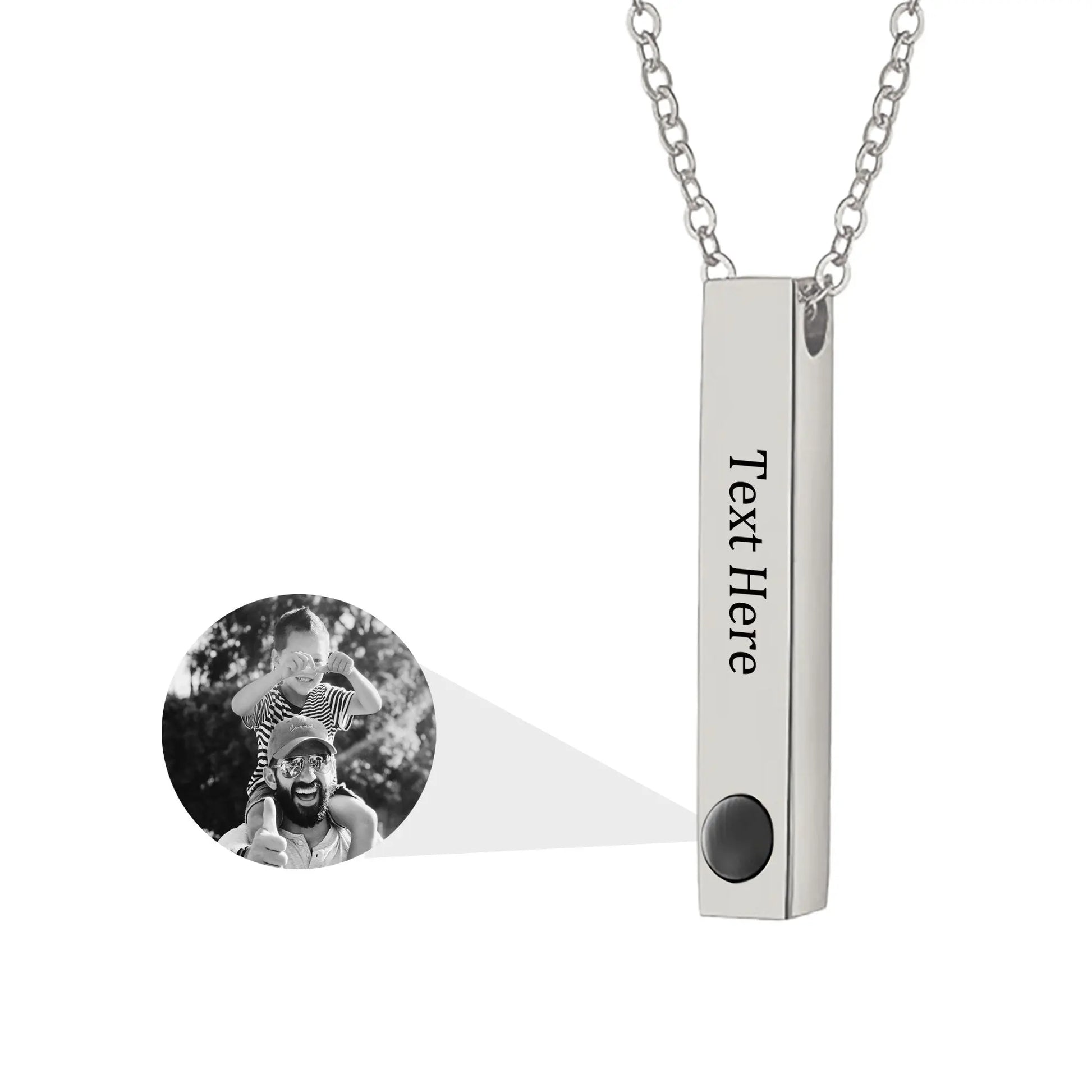 Personalized Photo Projection Stereo Bar Necklace Creative Rectangle Pendant - Blade & Thread