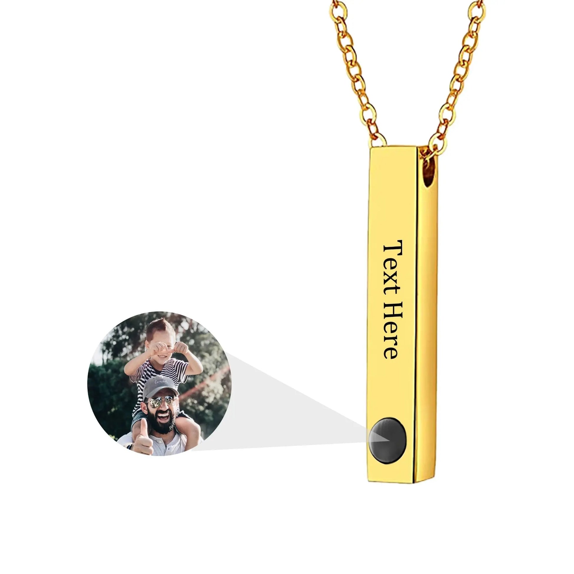 Personalized Photo Projection Stereo Bar Necklace Creative Rectangle Pendant - Blade & Thread