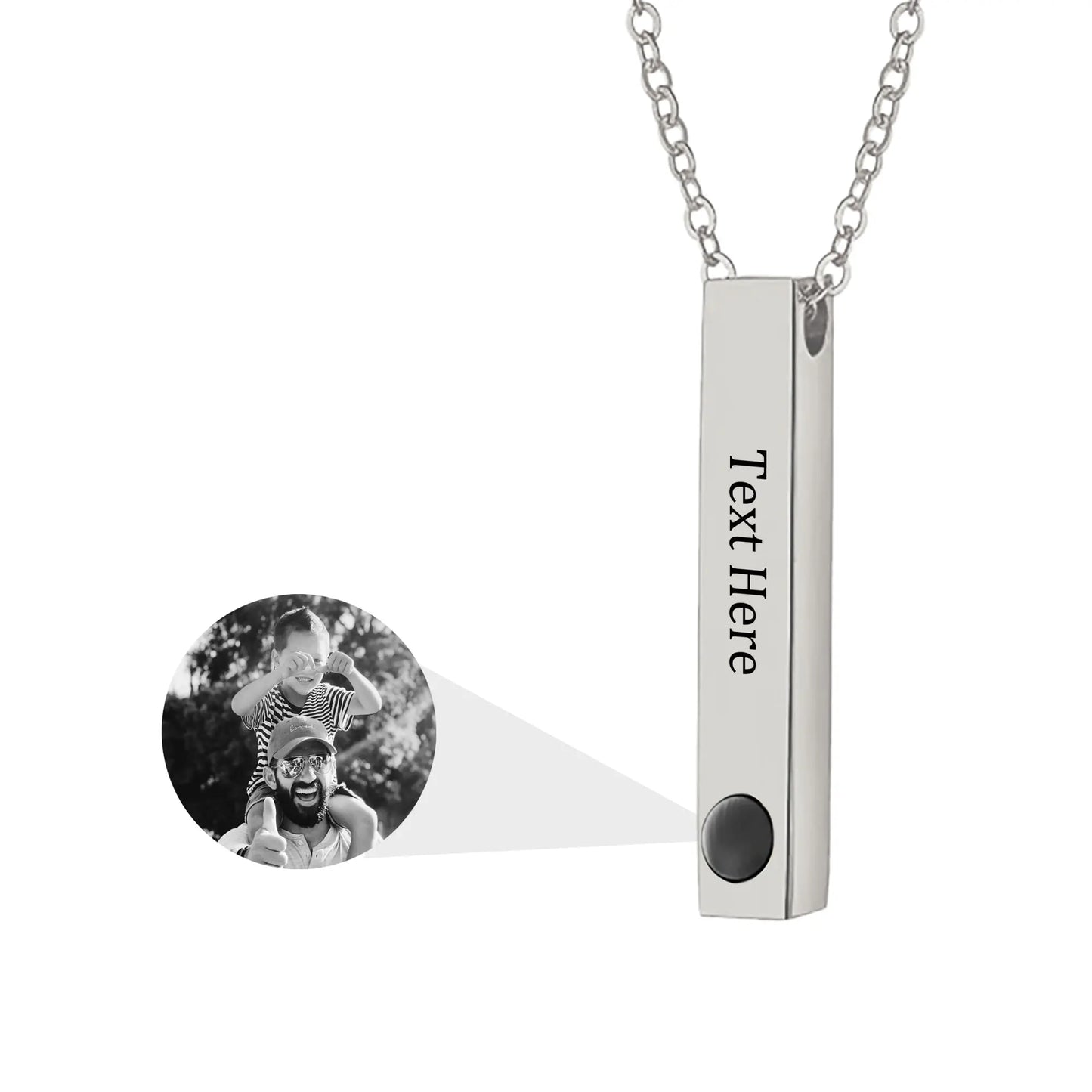 Personalized Photo Projection Stereo Bar Necklace Creative Rectangle Pendant - Blade & Thread