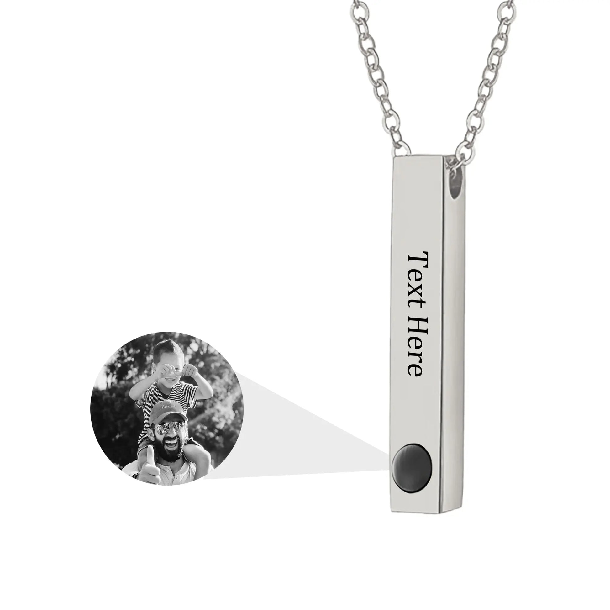 Personalized Photo Projection Stereo Bar Necklace Creative Rectangle Pendant - Blade & Thread