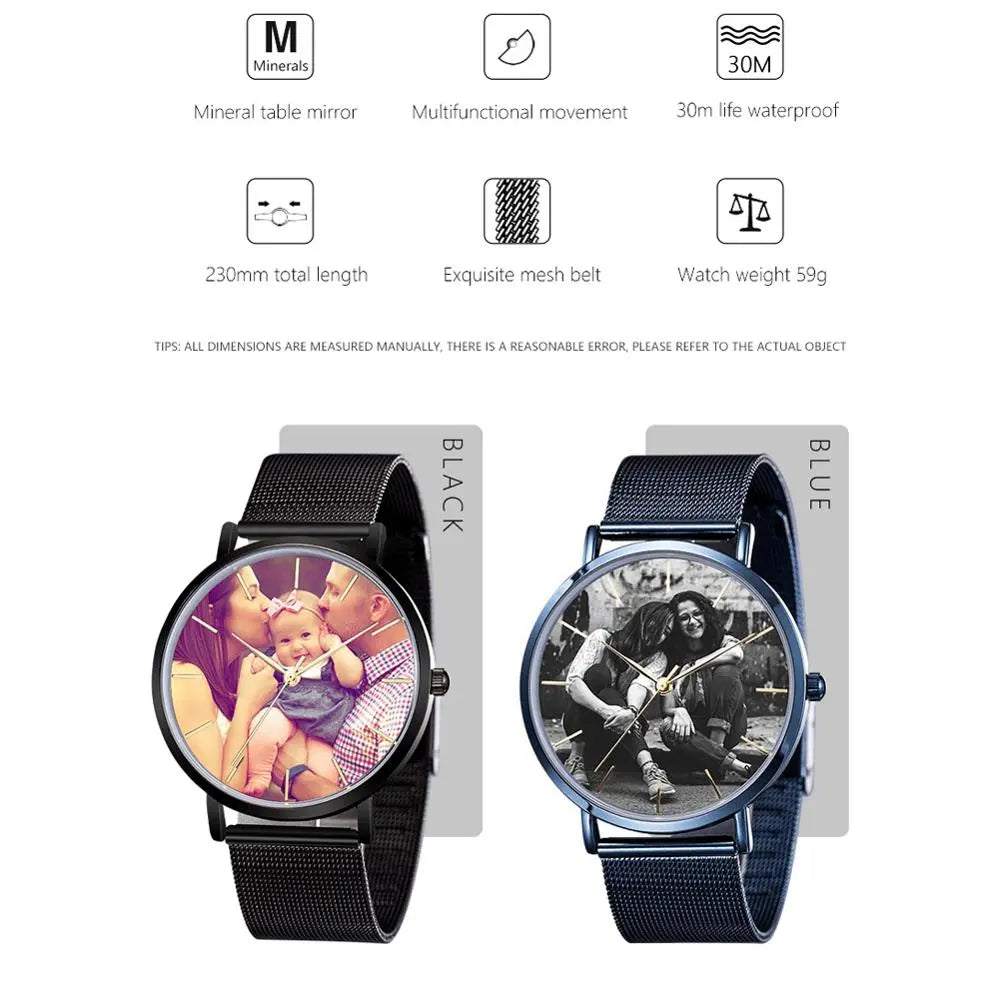 Personalized Photo Watch Custom Lover Photo Quartz Watches Printing Photos DIY Jewlery - Blade & Thread
