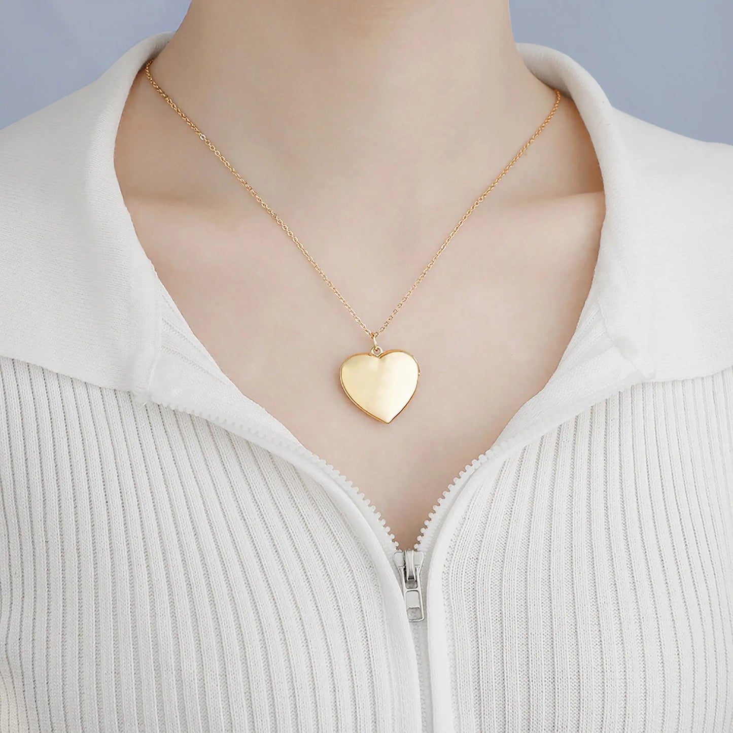 Personalized Picture Open Heart Locket Shape Necklace Custom Photo Text Pendant Jewelry - Blade & Thread