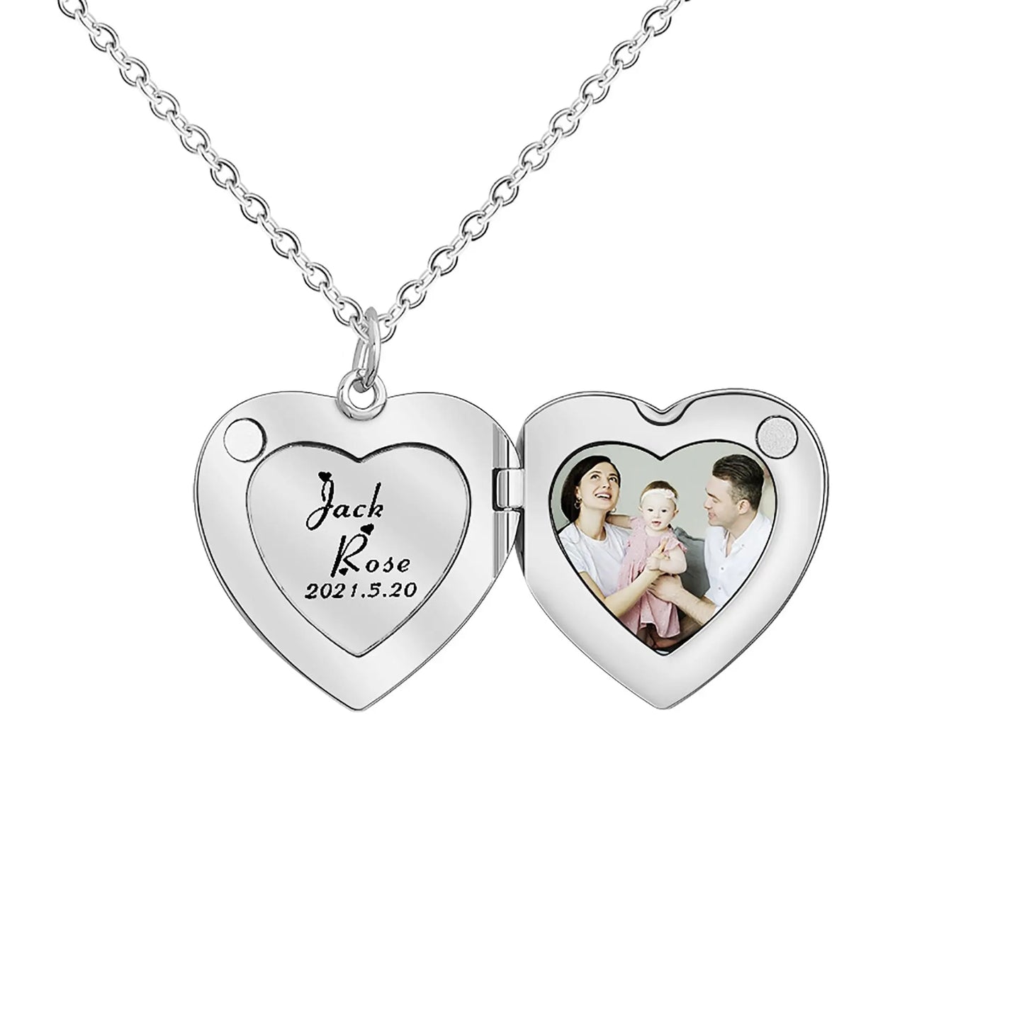Personalized Picture Open Heart Locket Shape Necklace Custom Photo Text Pendant Jewelry - Blade & Thread
