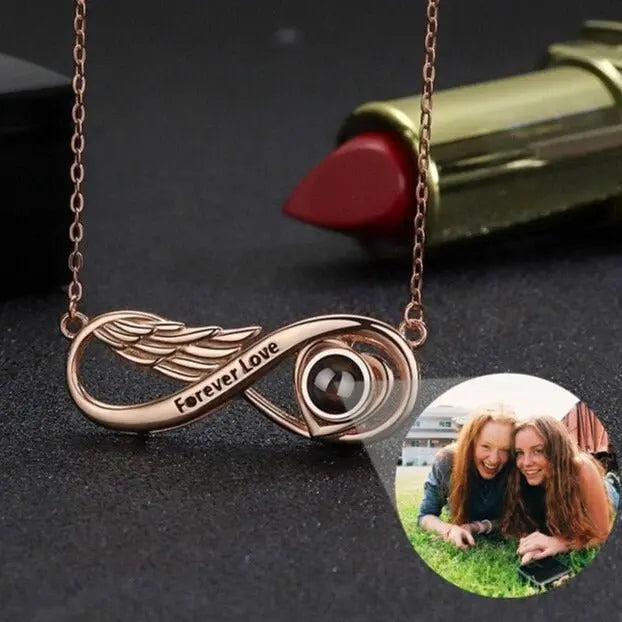 Personalized Projection Photo Necklace Necklace Infinity Pendant Birthday Jewelry Gift - Blade & Thread