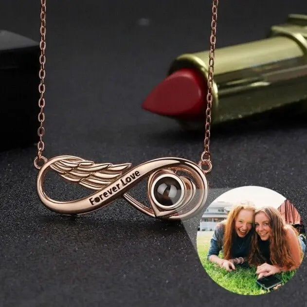 Personalized Projection Photo Necklace Necklace Infinity Pendant Birthday Jewelry Gift - Blade & Thread