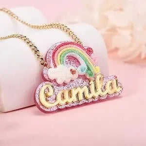 Personalized Rainbow Acrylic Name Necklace For Kids - Blade & Thread