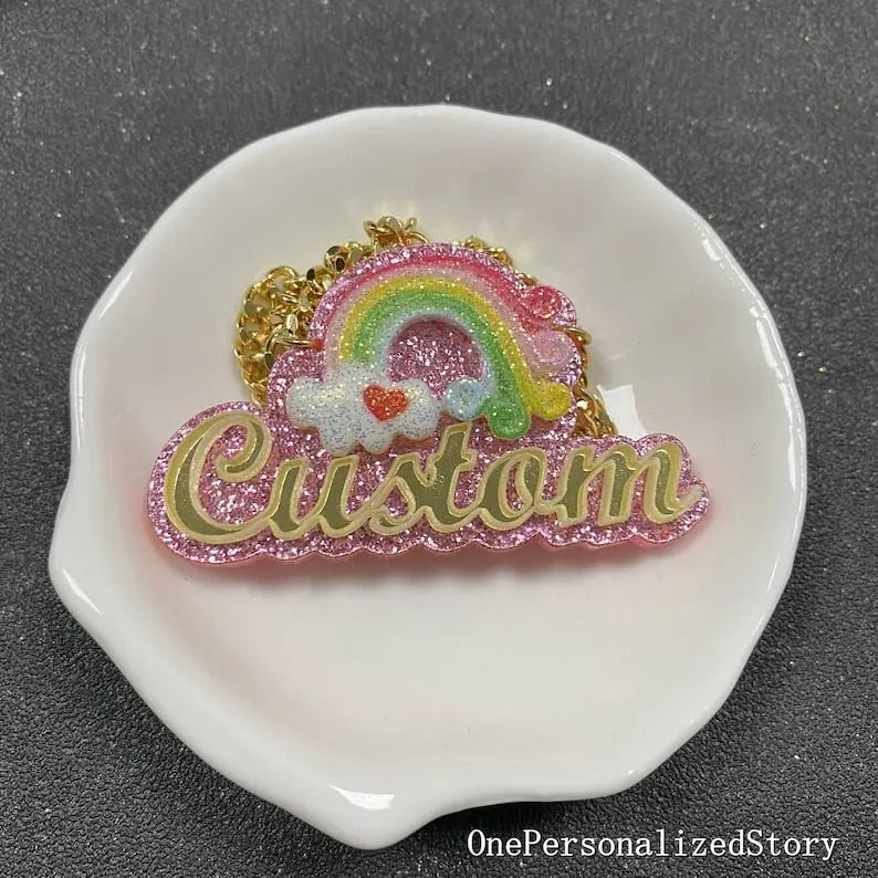 Personalized Rainbow Acrylic Name Necklace For Kids - Blade & Thread