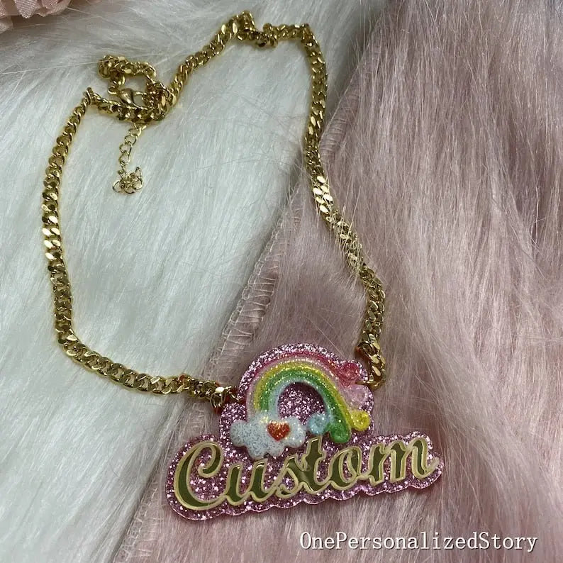 Personalized Rainbow Acrylic Name Necklace For Kids - Blade & Thread