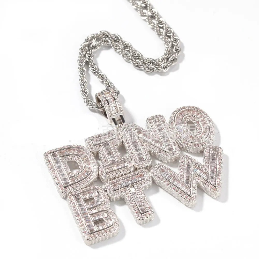 Personalized Rock Candy Diamond Alphanumeric Stitching Pendant Necklace - Blade & Thread