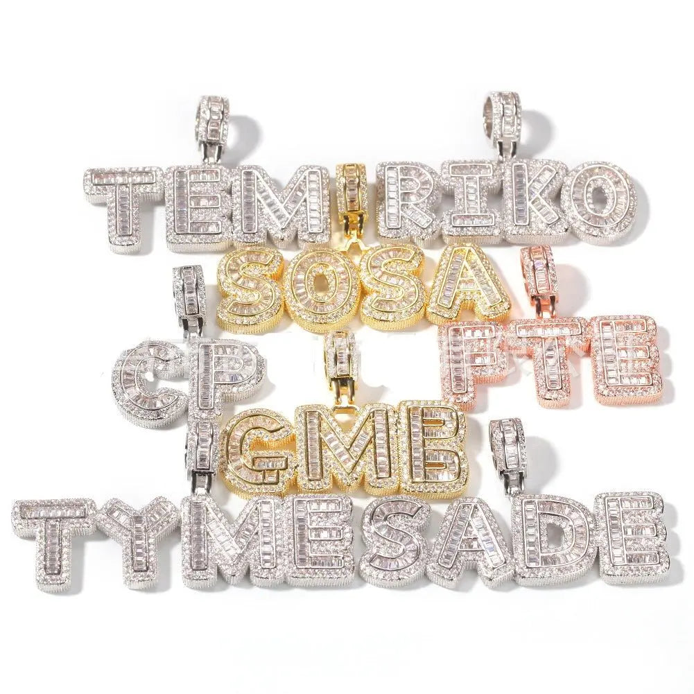 Personalized Rock Candy Diamond Alphanumeric Stitching Pendant Necklace - Blade & Thread