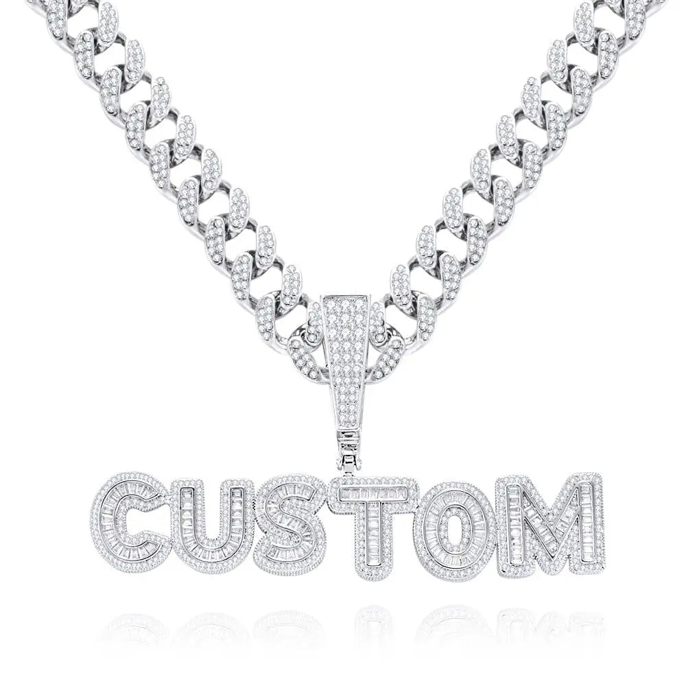 Personalized Rock Candy Diamond Alphanumeric Stitching Pendant Necklace - Blade & Thread