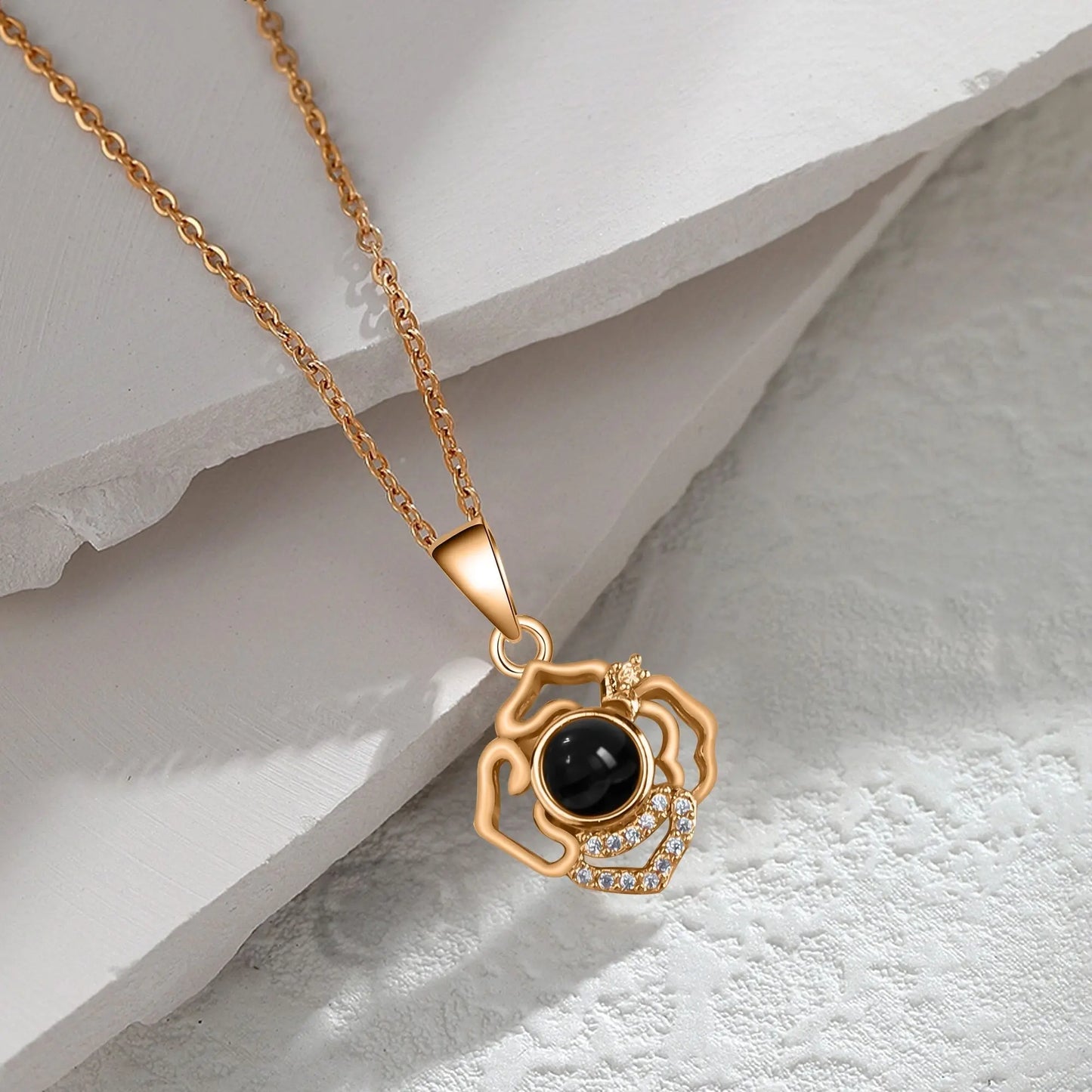 Petals for customized photos Necklace Wedding Romantic Memory Projection Necklace - Blade & Thread