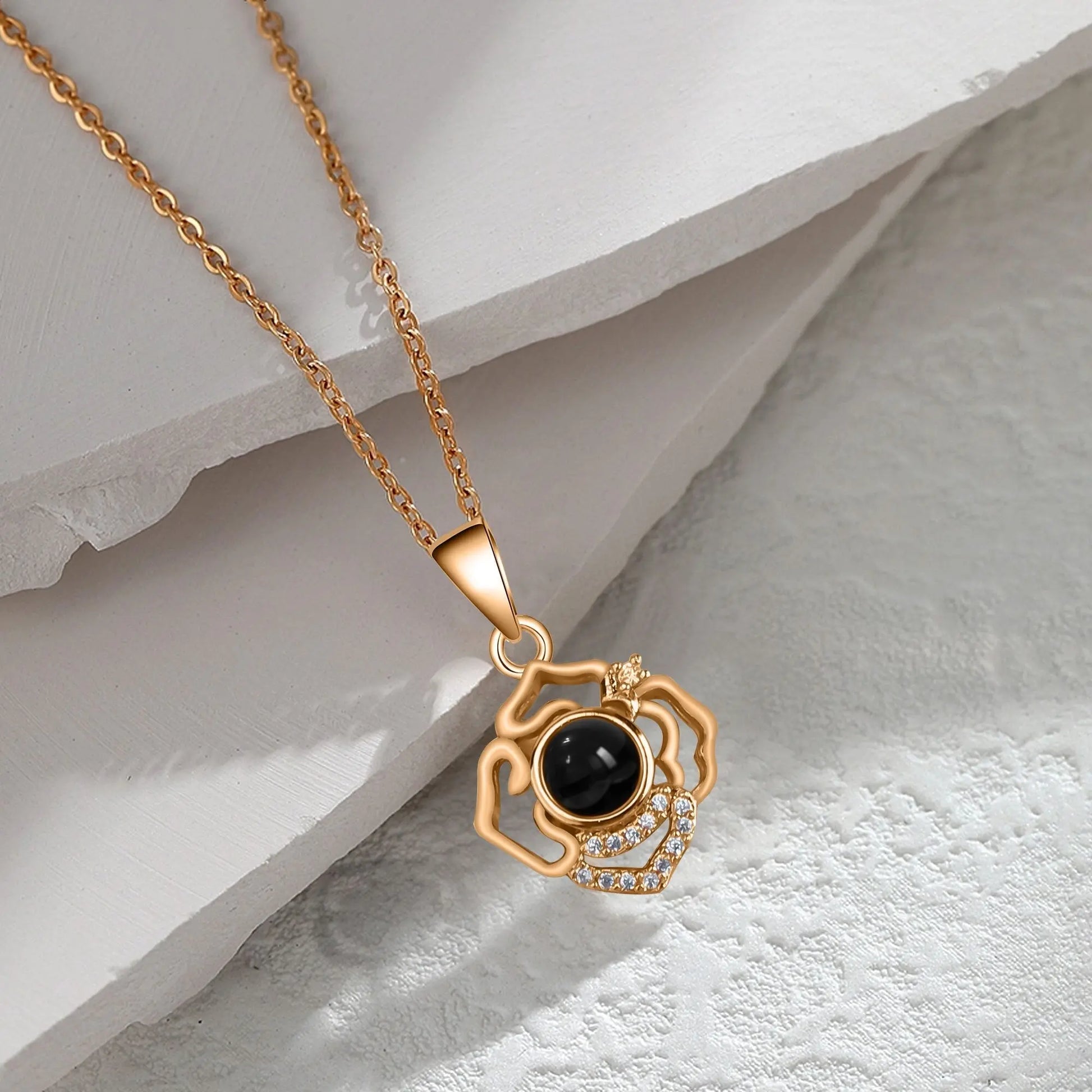 Petals for customized photos Necklace Wedding Romantic Memory Projection Necklace - Blade & Thread