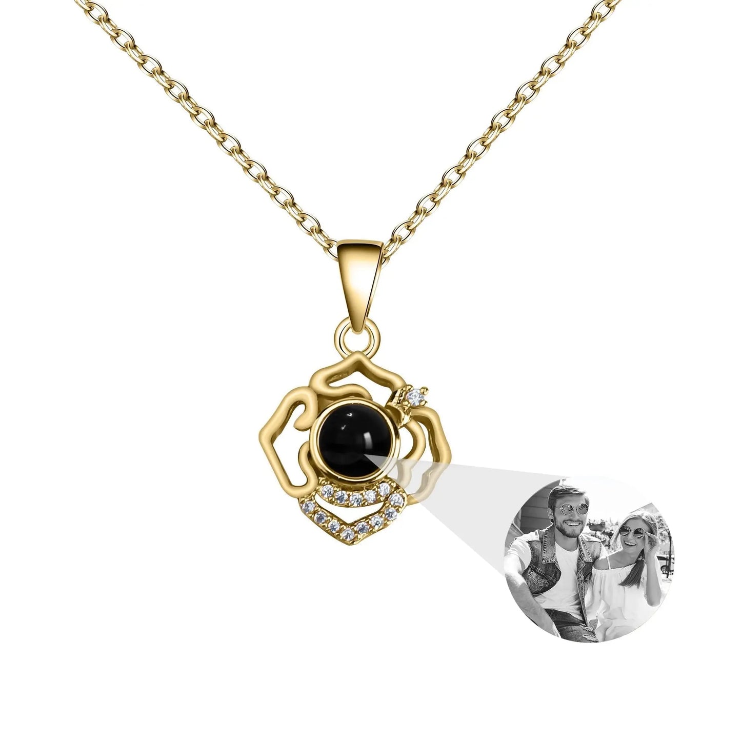 Petals for customized photos Necklace Wedding Romantic Memory Projection Necklace - Blade & Thread