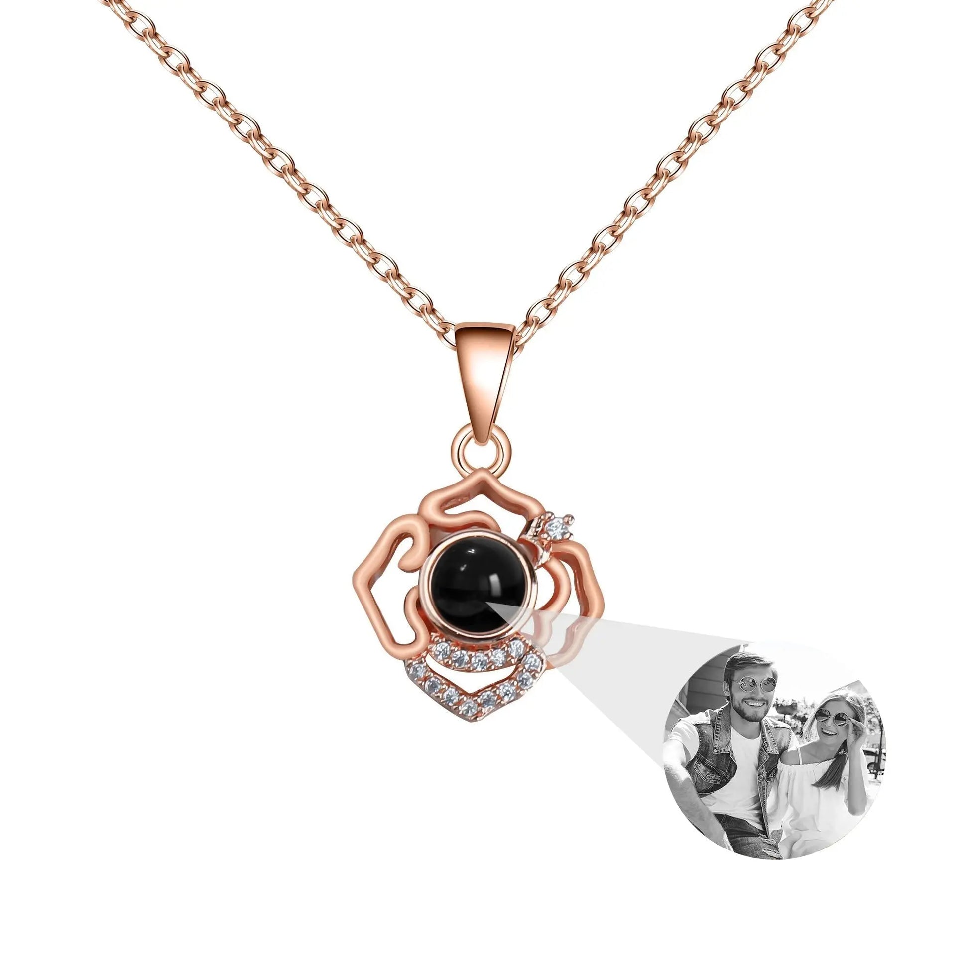 Petals for customized photos Necklace Wedding Romantic Memory Projection Necklace - Blade & Thread