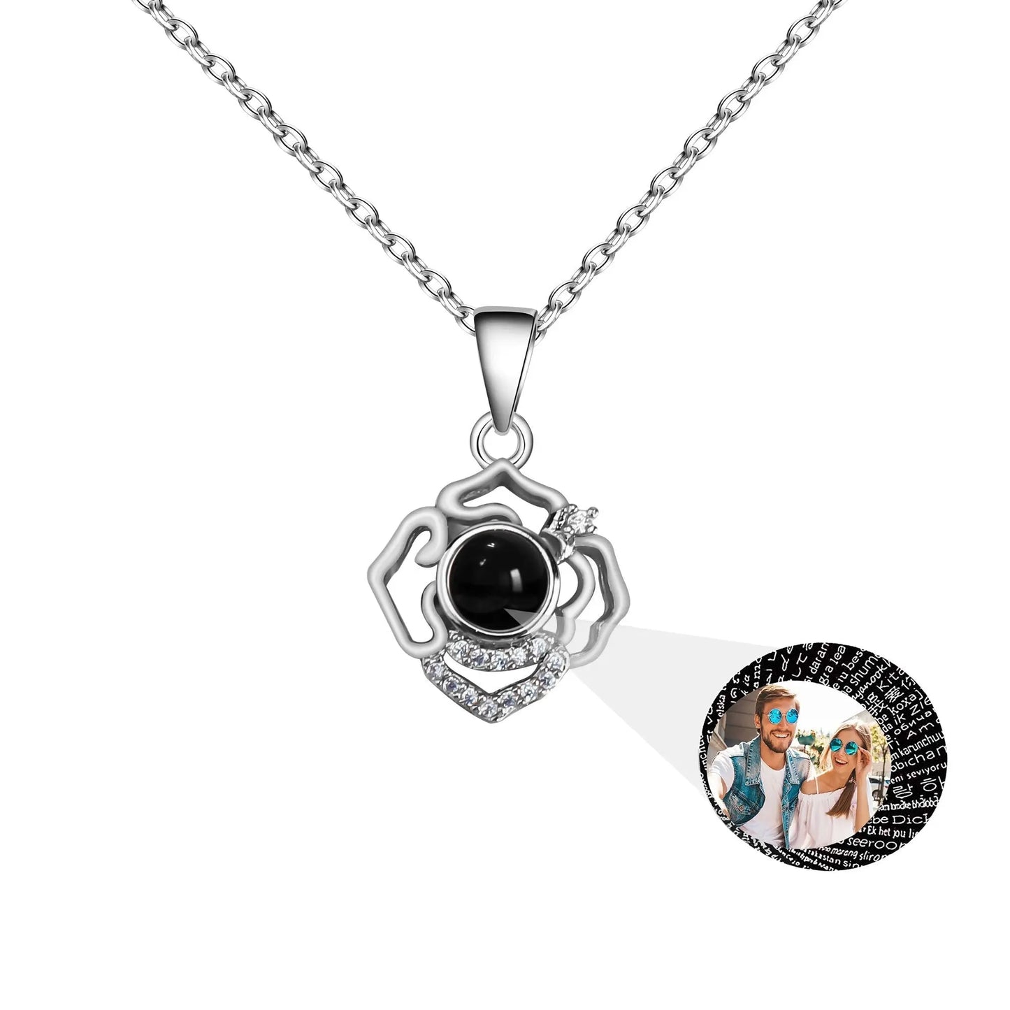 Petals for customized photos Necklace Wedding Romantic Memory Projection Necklace - Blade & Thread