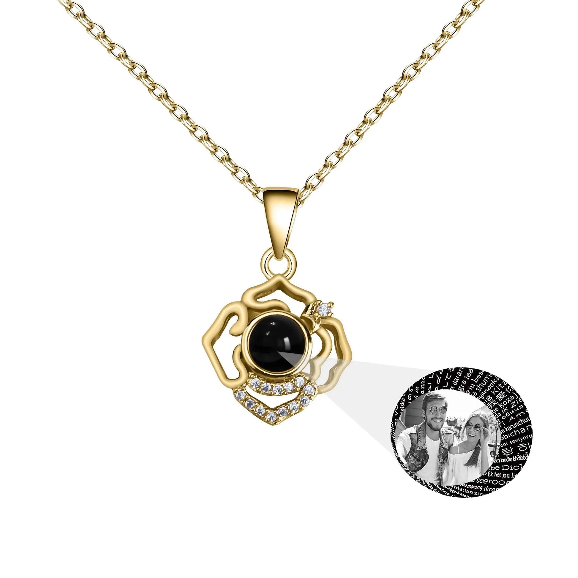 Petals for customized photos Necklace Wedding Romantic Memory Projection Necklace - Blade & Thread