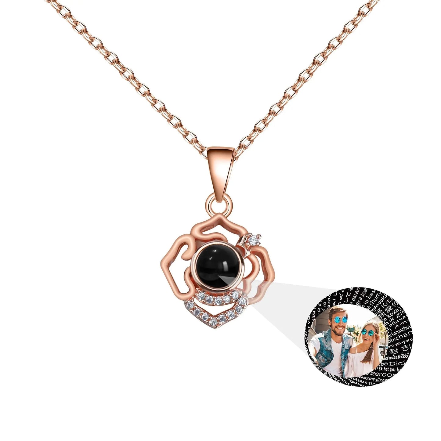 Petals for customized photos Necklace Wedding Romantic Memory Projection Necklace - Blade & Thread