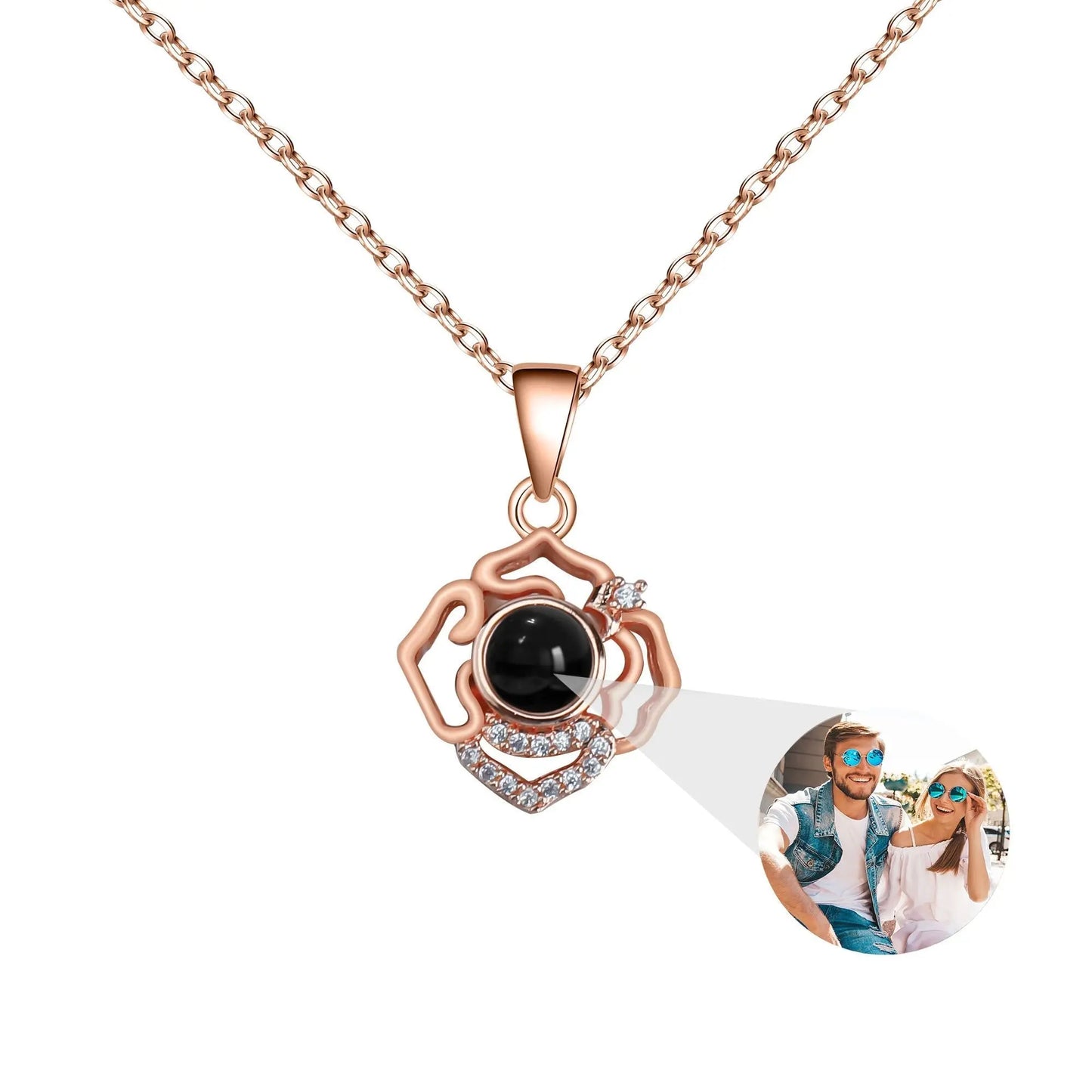Petals for customized photos Necklace Wedding Romantic Memory Projection Necklace - Blade & Thread