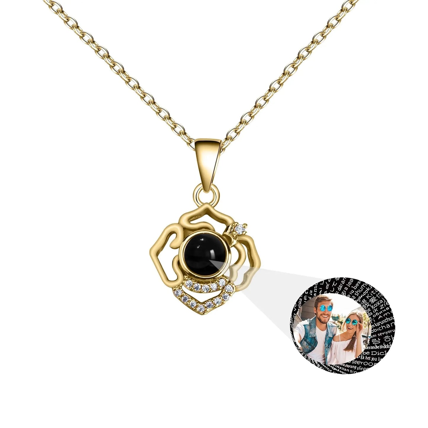 Petals for customized photos Necklace Wedding Romantic Memory Projection Necklace - Blade & Thread