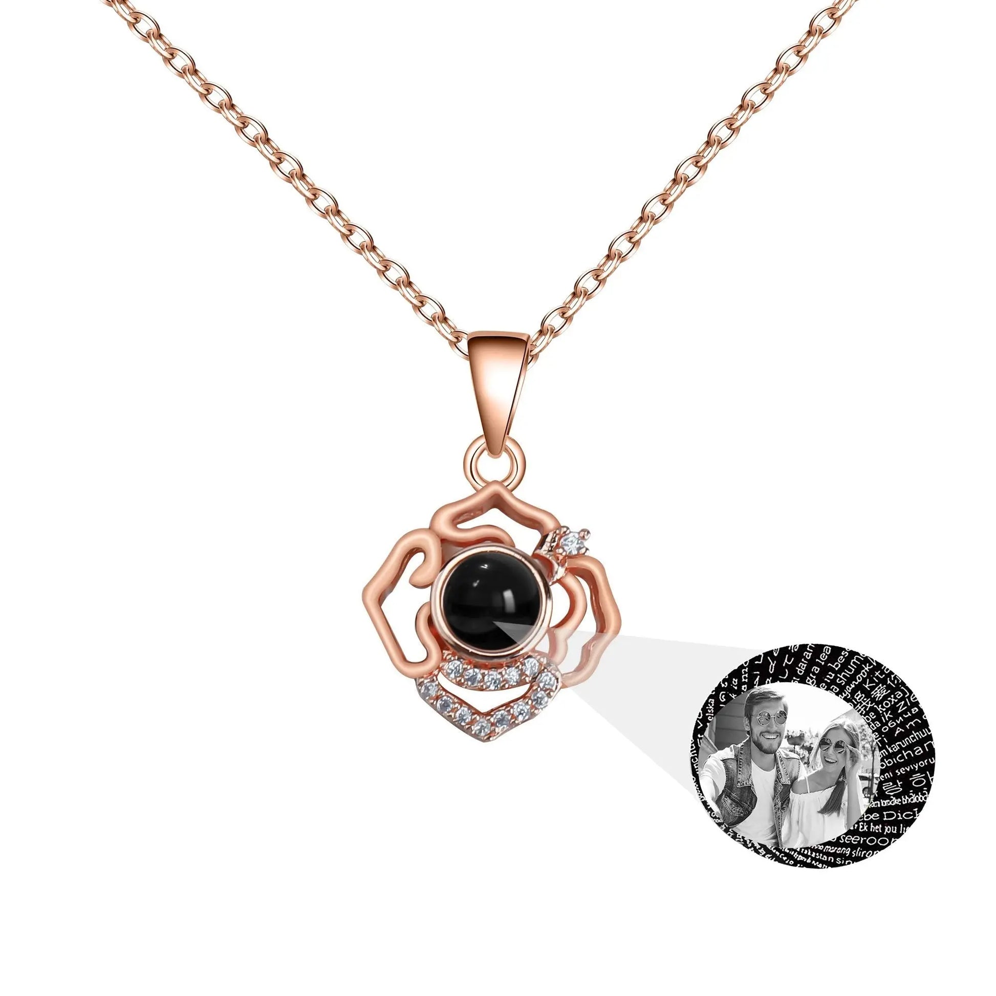 Petals for customized photos Necklace Wedding Romantic Memory Projection Necklace - Blade & Thread