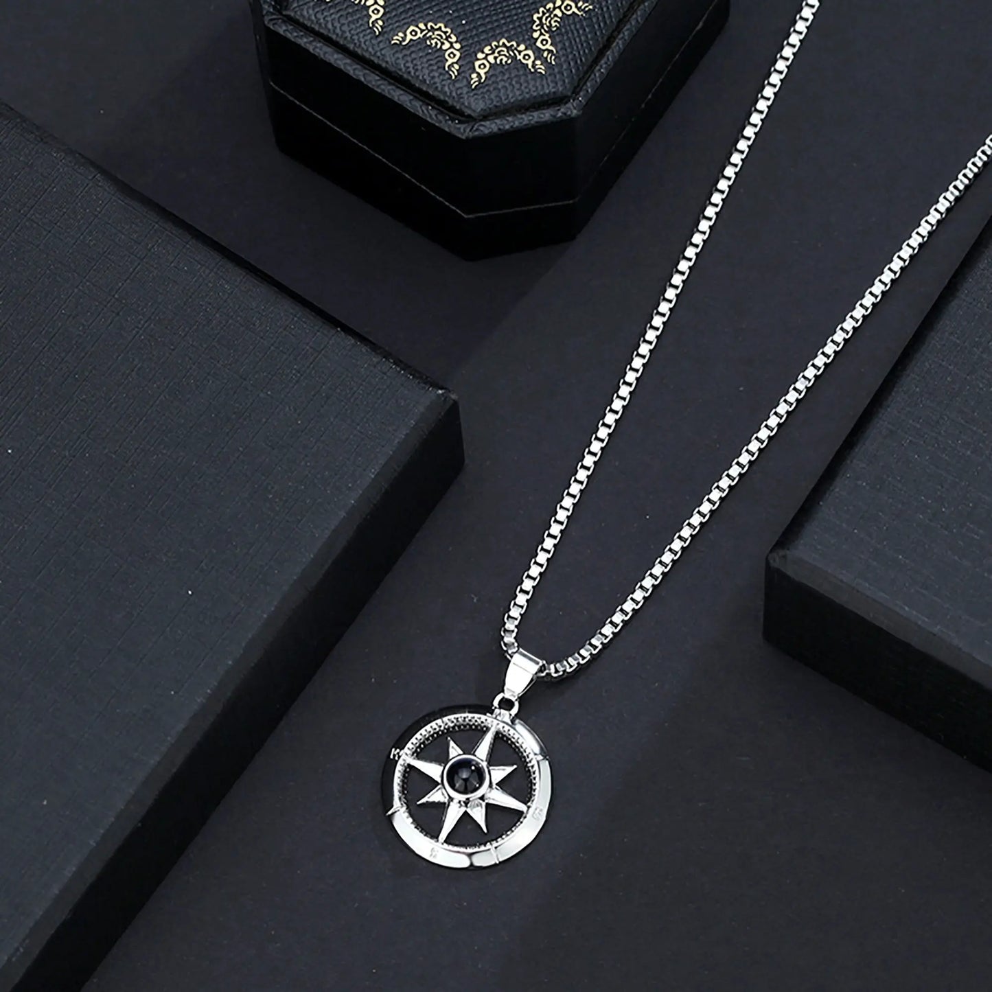 Photo customizable compassProjection Necklace Pendant Jewelry For Lover Girlfriend - Blade & Thread