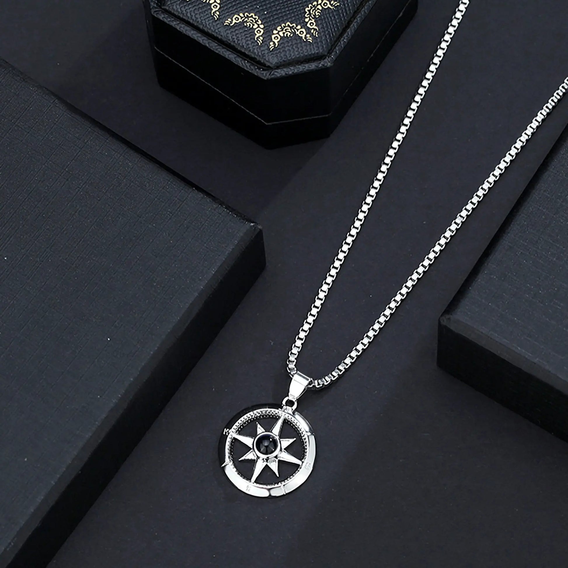 Photo customizable compassProjection Necklace Pendant Jewelry For Lover Girlfriend - Blade & Thread