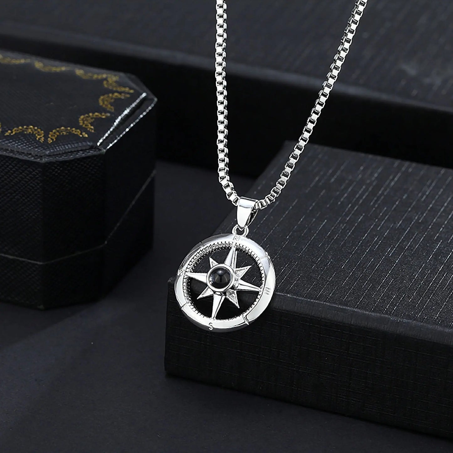 Photo customizable compassProjection Necklace Pendant Jewelry For Lover Girlfriend - Blade & Thread