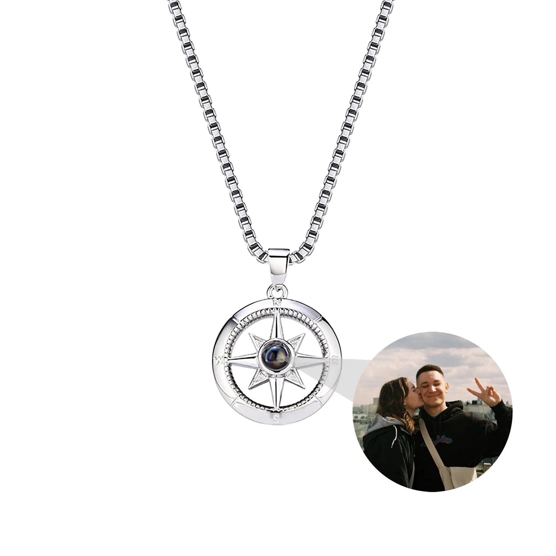 Photo customizable compassProjection Necklace Pendant Jewelry For Lover Girlfriend - Blade & Thread
