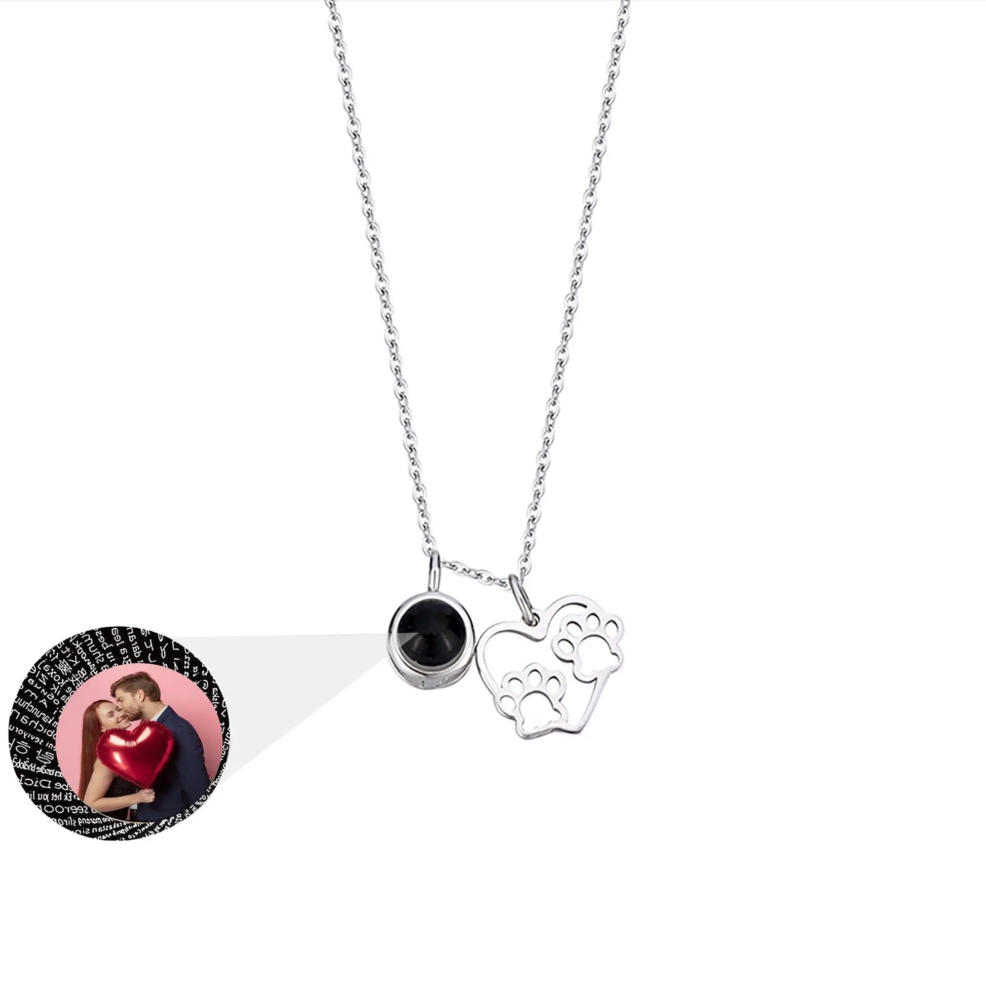 Photo Customizable Love Dog Paw Projection Necklace Pendant Jewelry - Blade & Thread