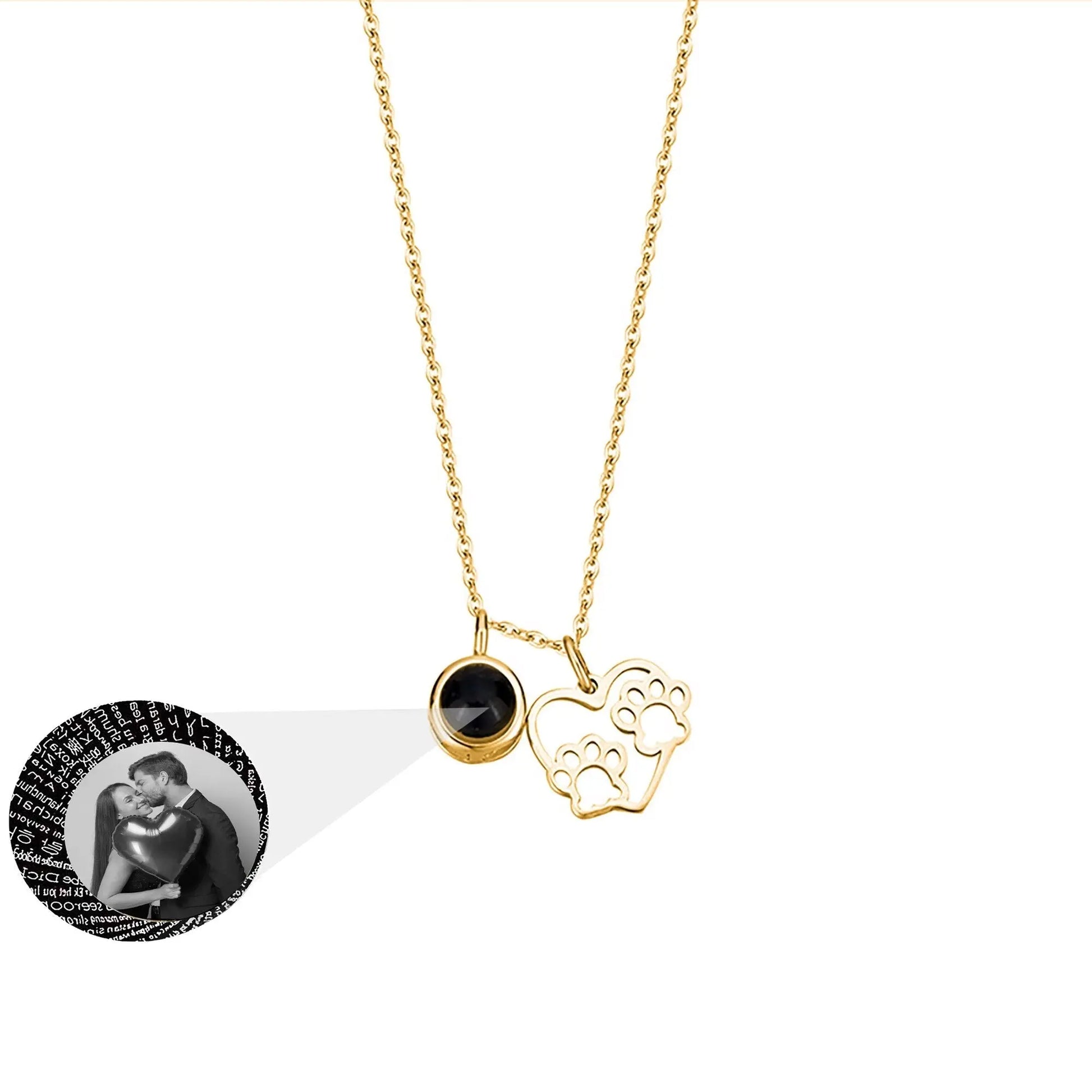 Photo Customizable Love Dog Paw Projection Necklace Pendant Jewelry - Blade & Thread