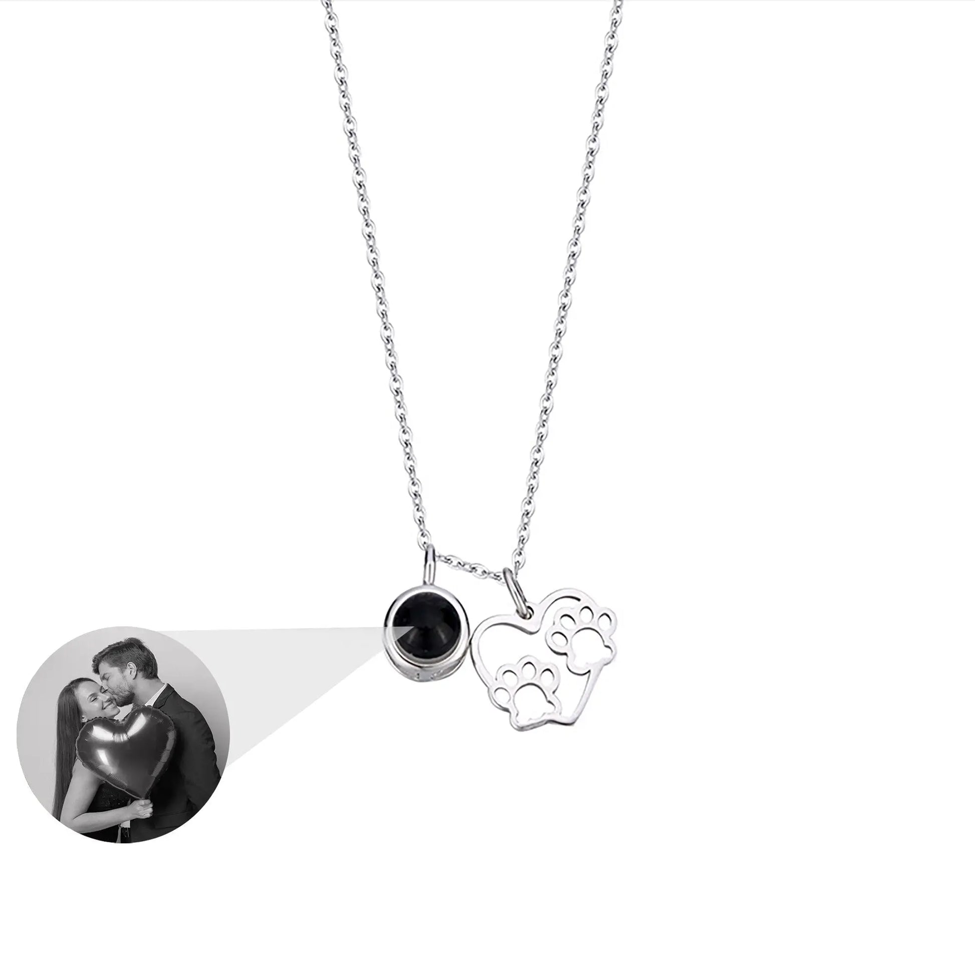 Photo Customizable Love Dog Paw Projection Necklace Pendant Jewelry - Blade & Thread