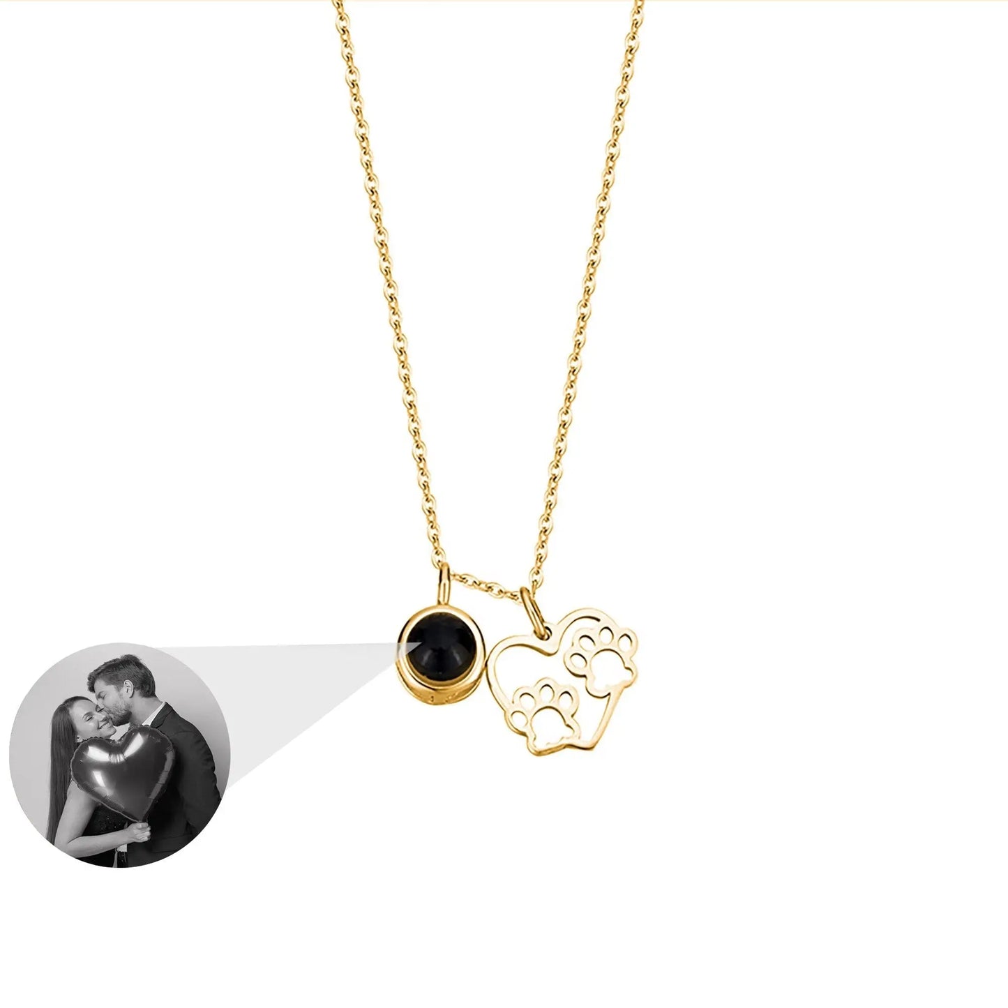 Photo Customizable Love Dog Paw Projection Necklace Pendant Jewelry - Blade & Thread