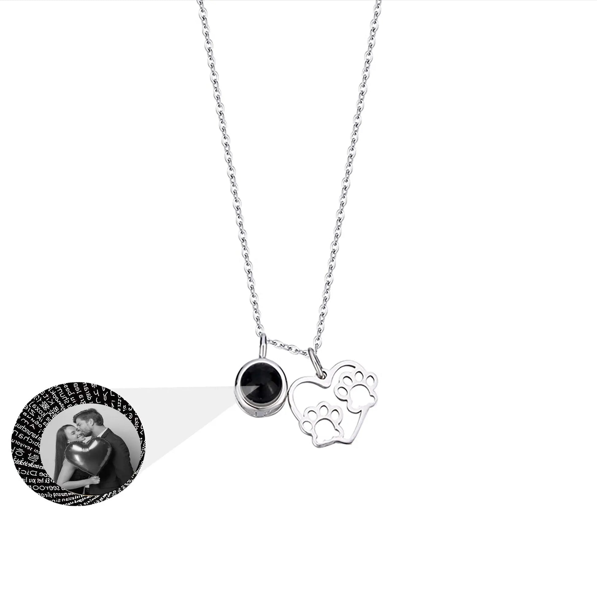 Photo Customizable Love Dog Paw Projection Necklace Pendant Jewelry - Blade & Thread