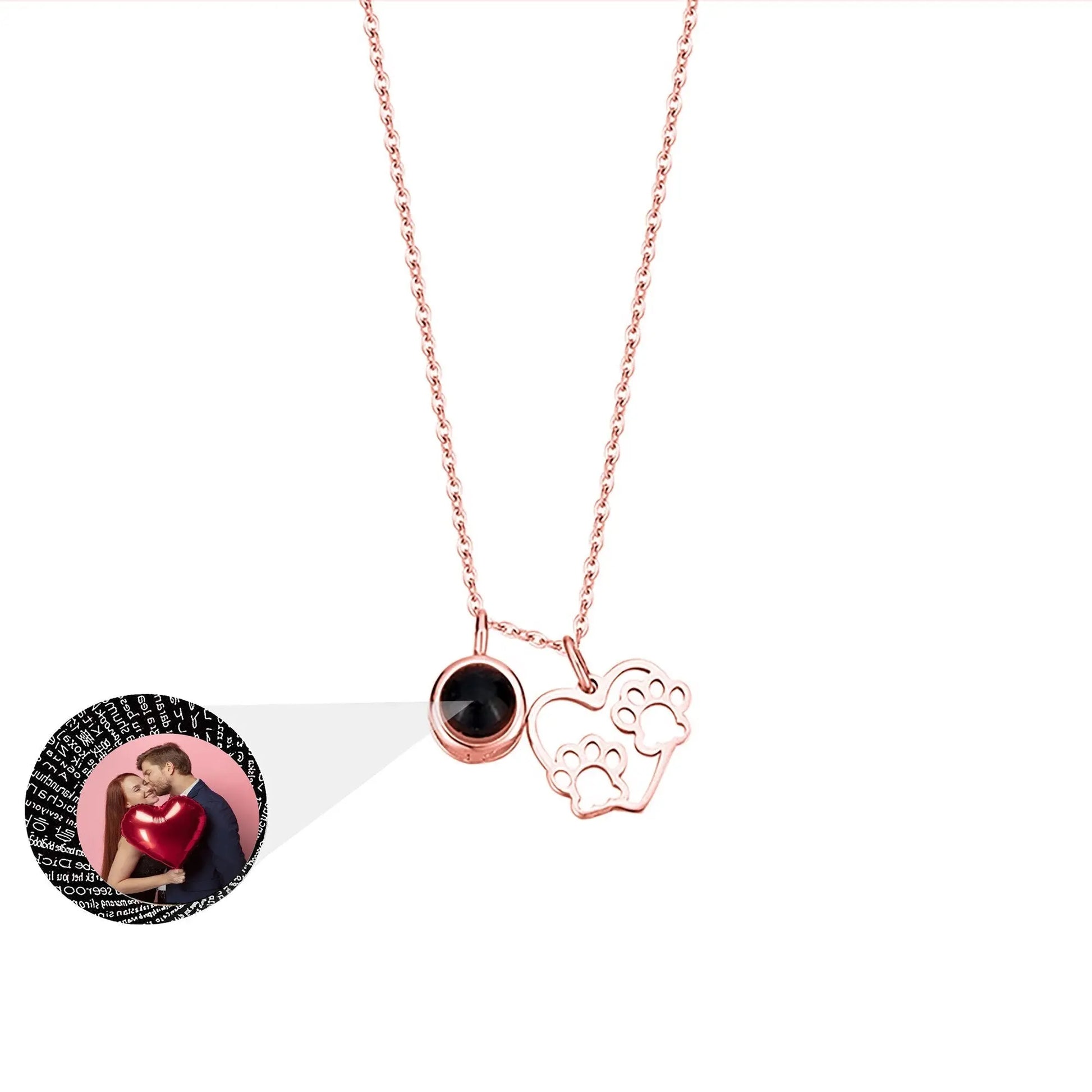 Photo Customizable Love Dog Paw Projection Necklace Pendant Jewelry - Blade & Thread