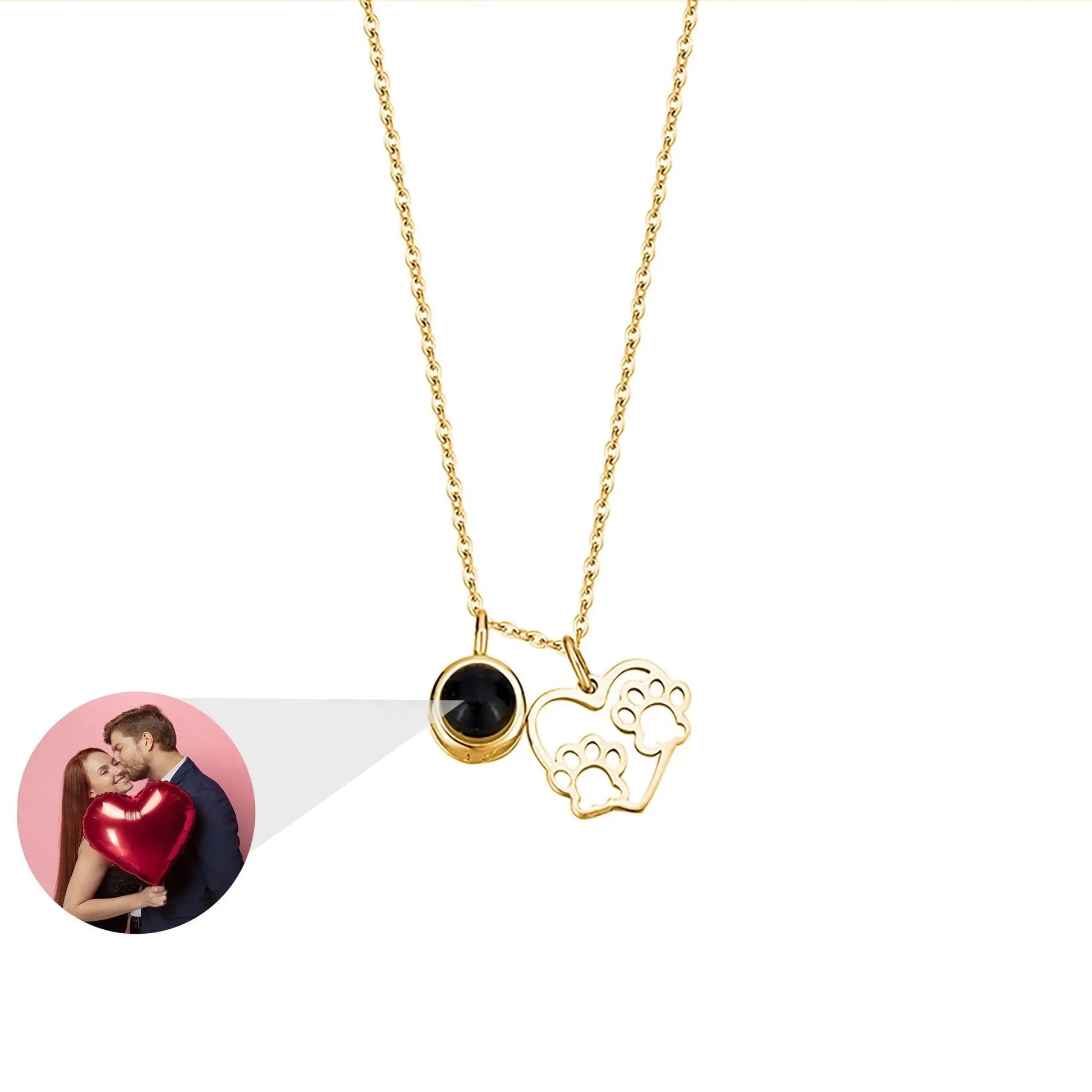 Photo Customizable Love Dog Paw Projection Necklace Pendant Jewelry - Blade & Thread