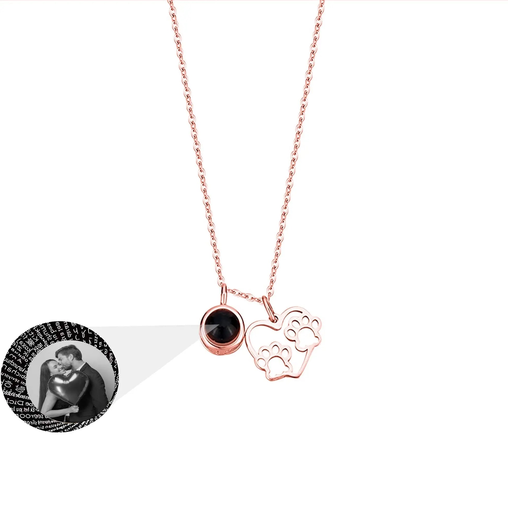 Photo Customizable Love Dog Paw Projection Necklace Pendant Jewelry - Blade & Thread