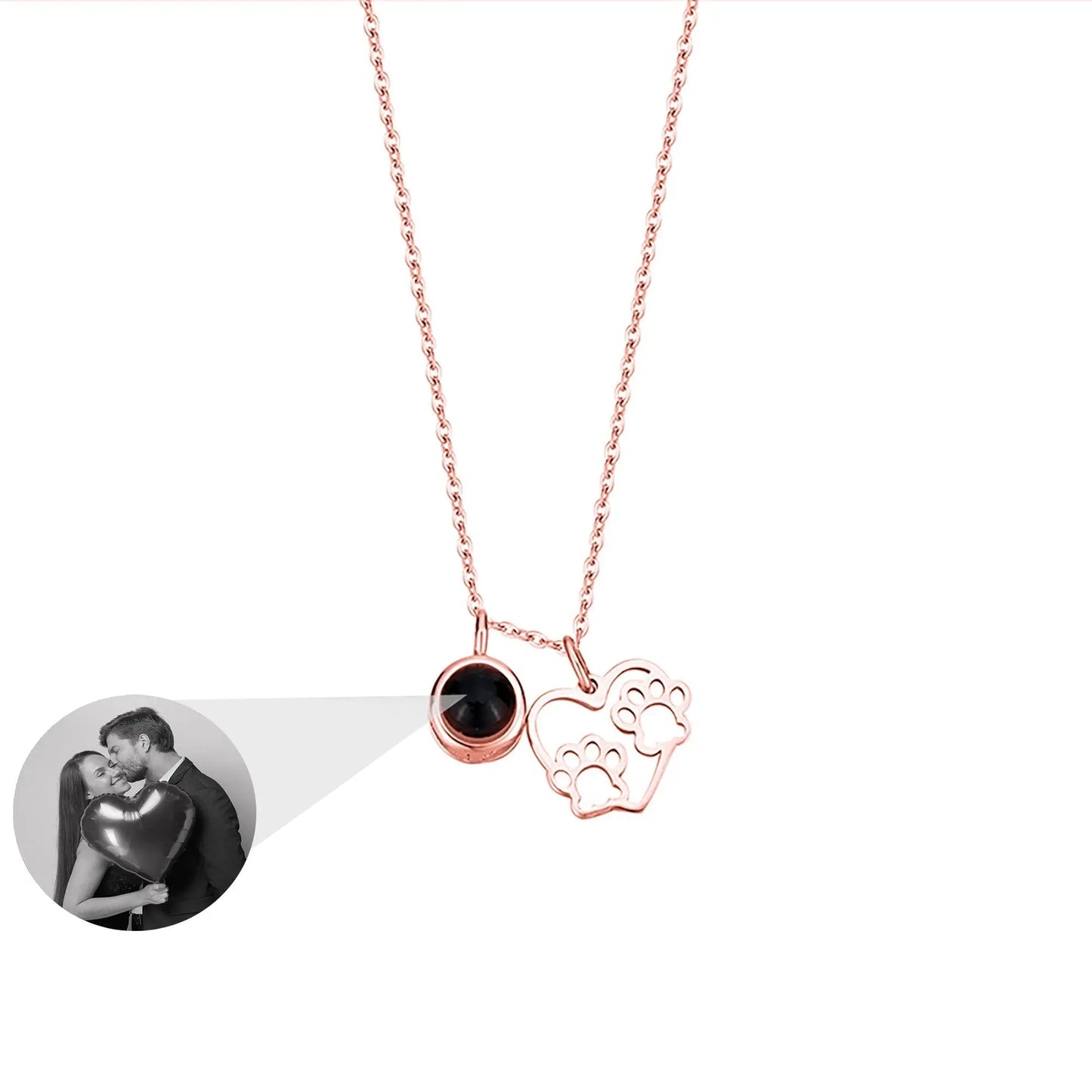 Photo Customizable Love Dog Paw Projection Necklace Pendant Jewelry - Blade & Thread