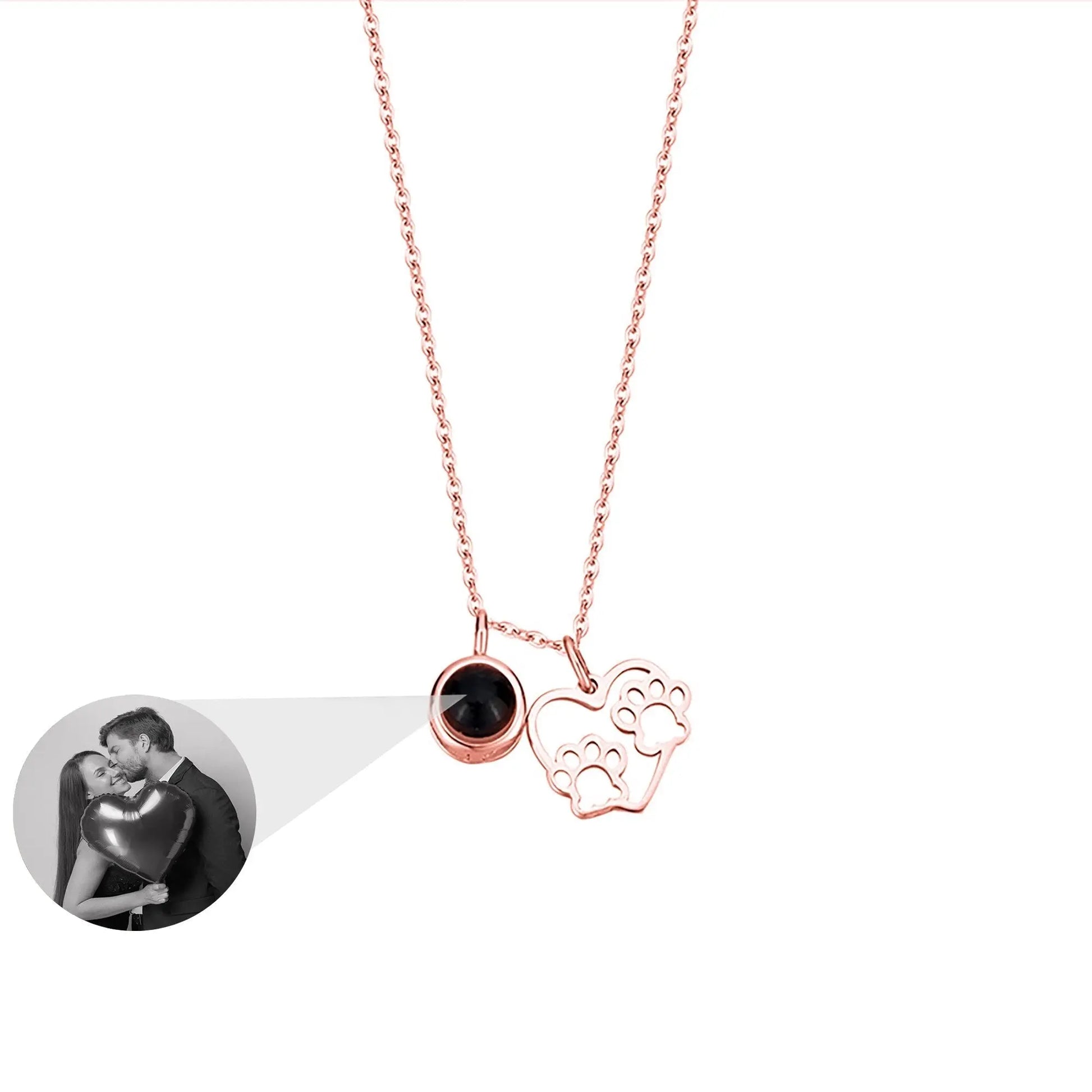 Photo Customizable Love Dog Paw Projection Necklace Pendant Jewelry - Blade & Thread